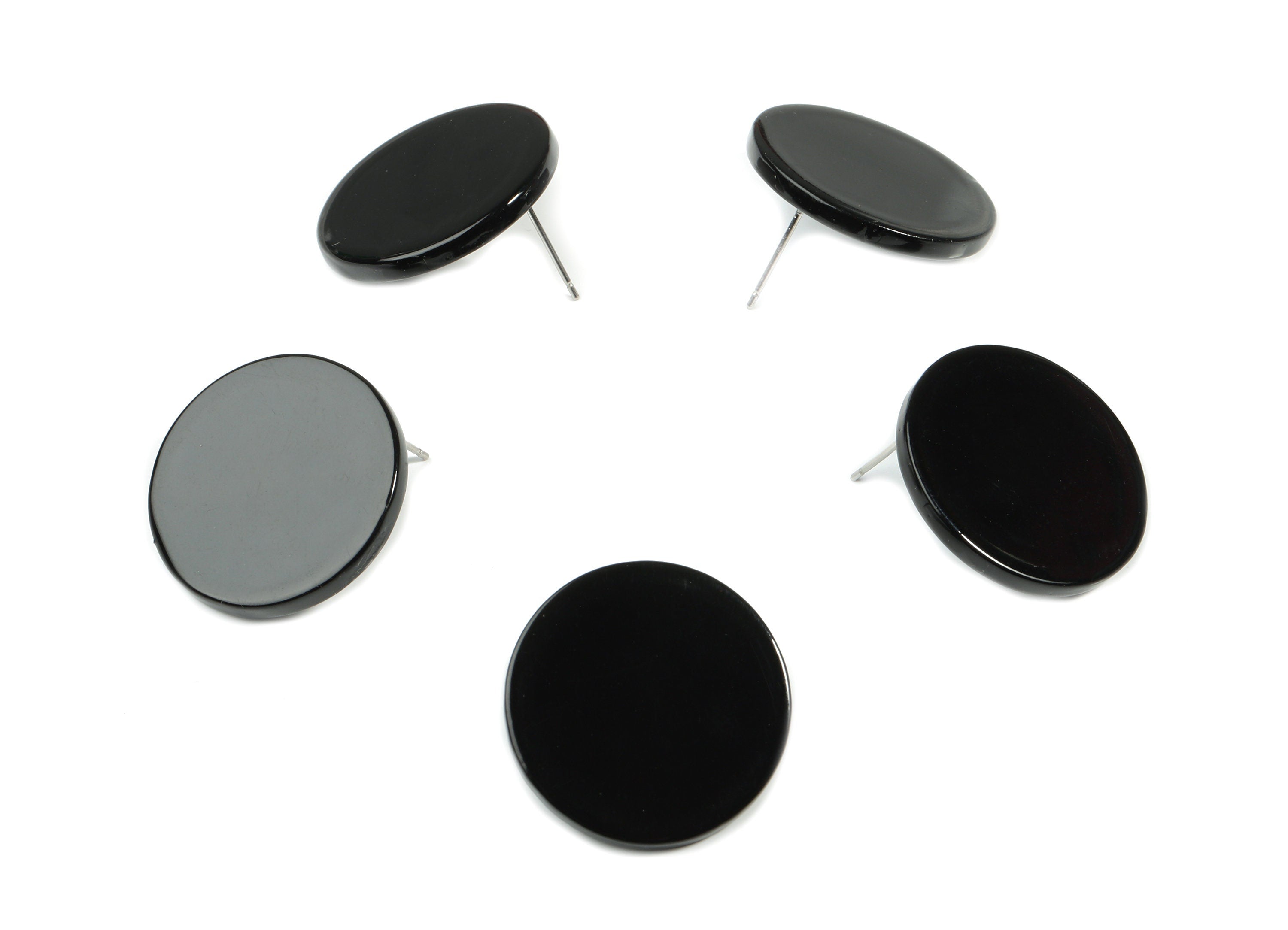 Acrylic Round Earring Stud - Circle Earring Post - Earring Post - Jewelry Supplies - Color Code: A66 - 24.8x24.8x2.62mm - AC1813-A66 - DOMEDBAZAAR