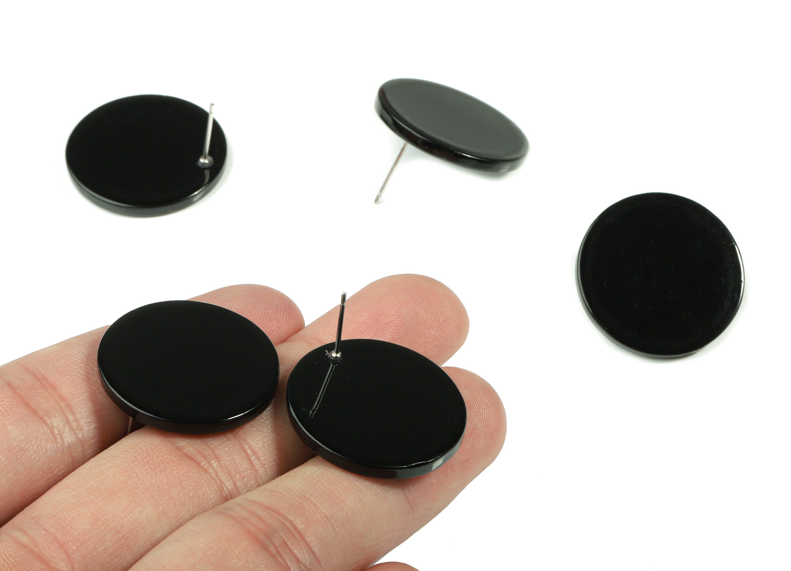 Acrylic Round Earring Stud - Circle Earring Post - Earring Post - Jewelry Supplies - Color Code: A66 - 24.8x24.8x2.62mm - AC1813-A66 - DOMEDBAZAAR