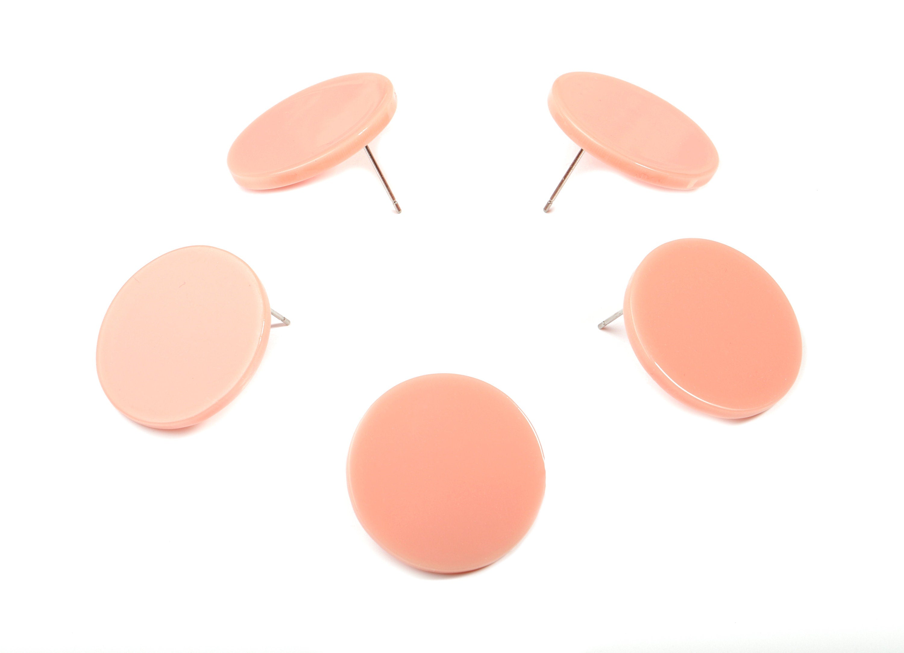 Acrylic Round Earring Stud - Circle Earring Post - Earring Post - Jewelry Supplies - Color Code: A394 - 24.8x24.8x2.45mm - AC1813-A394 - DOMEDBAZAAR