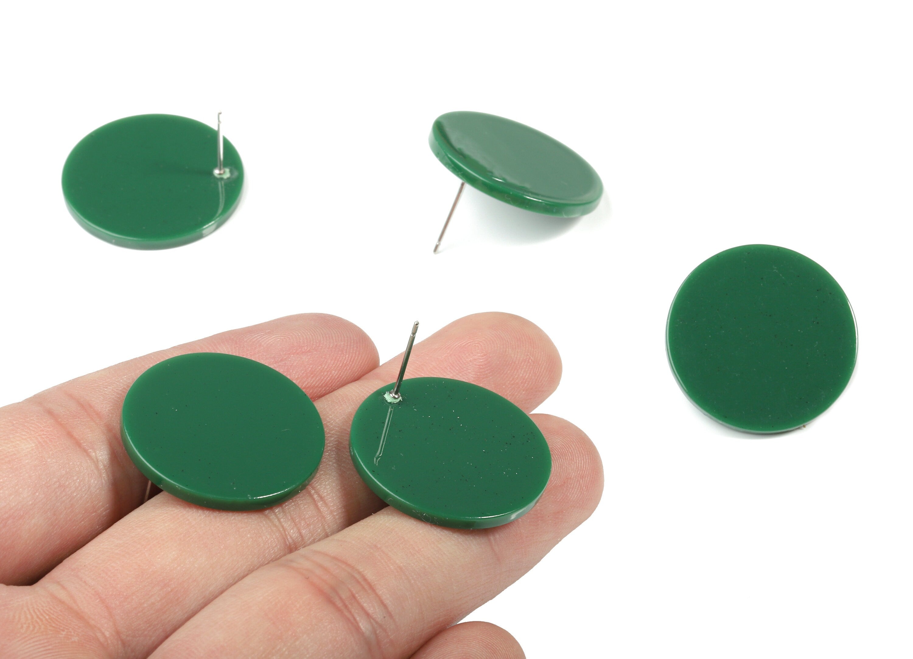 Acrylic Round Earring Stud - Circle Earring Post - Earring Post - Jewelry Supplies - Color Code: A395 - 25.01x25.01x2.39mm - AC1813-A395 - DOMEDBAZAAR