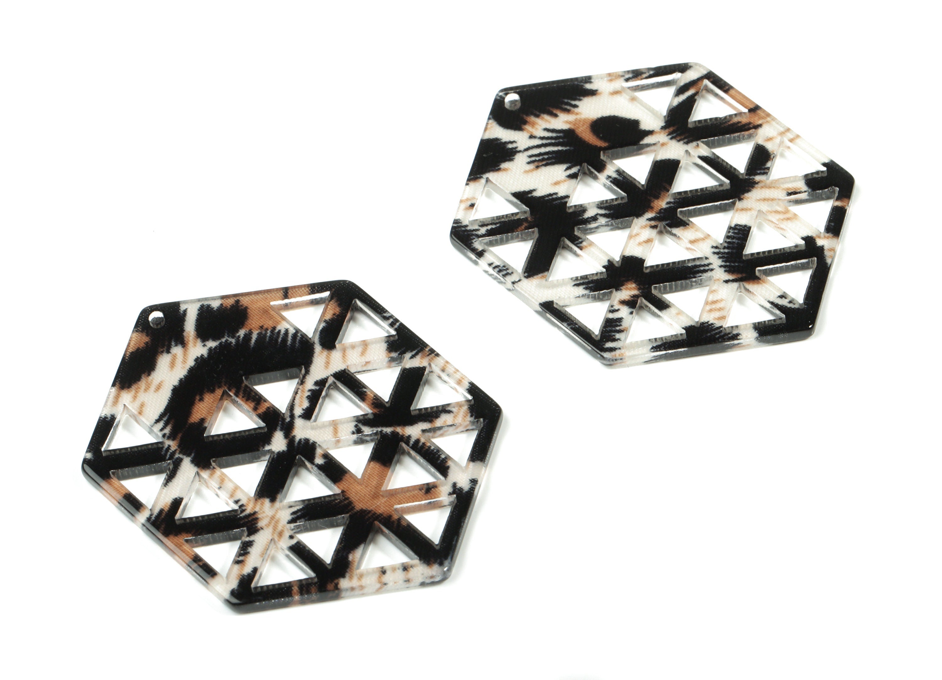 Acrylic Hexagon Earring Charm - Honeycomb Pendant - Earring Findings - Jewelry Supplies - Color Code:A266 - 52.53x39.54x2.3mm - AC1821-A266 - DOMEDBAZAAR