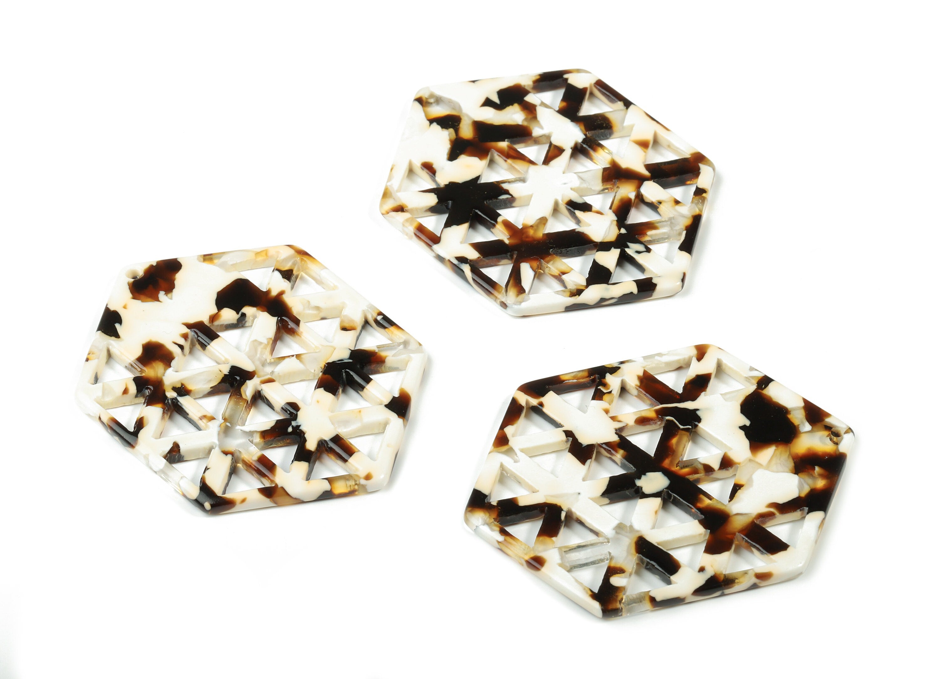Acetate Hexagon Earring Charm - Honeycomb Pendant - Earring Findings - Jewelry Supplies - Color Code:A257 - 52.17x39.43x2.67mm - AC1821-A257 - DOMEDBAZAAR