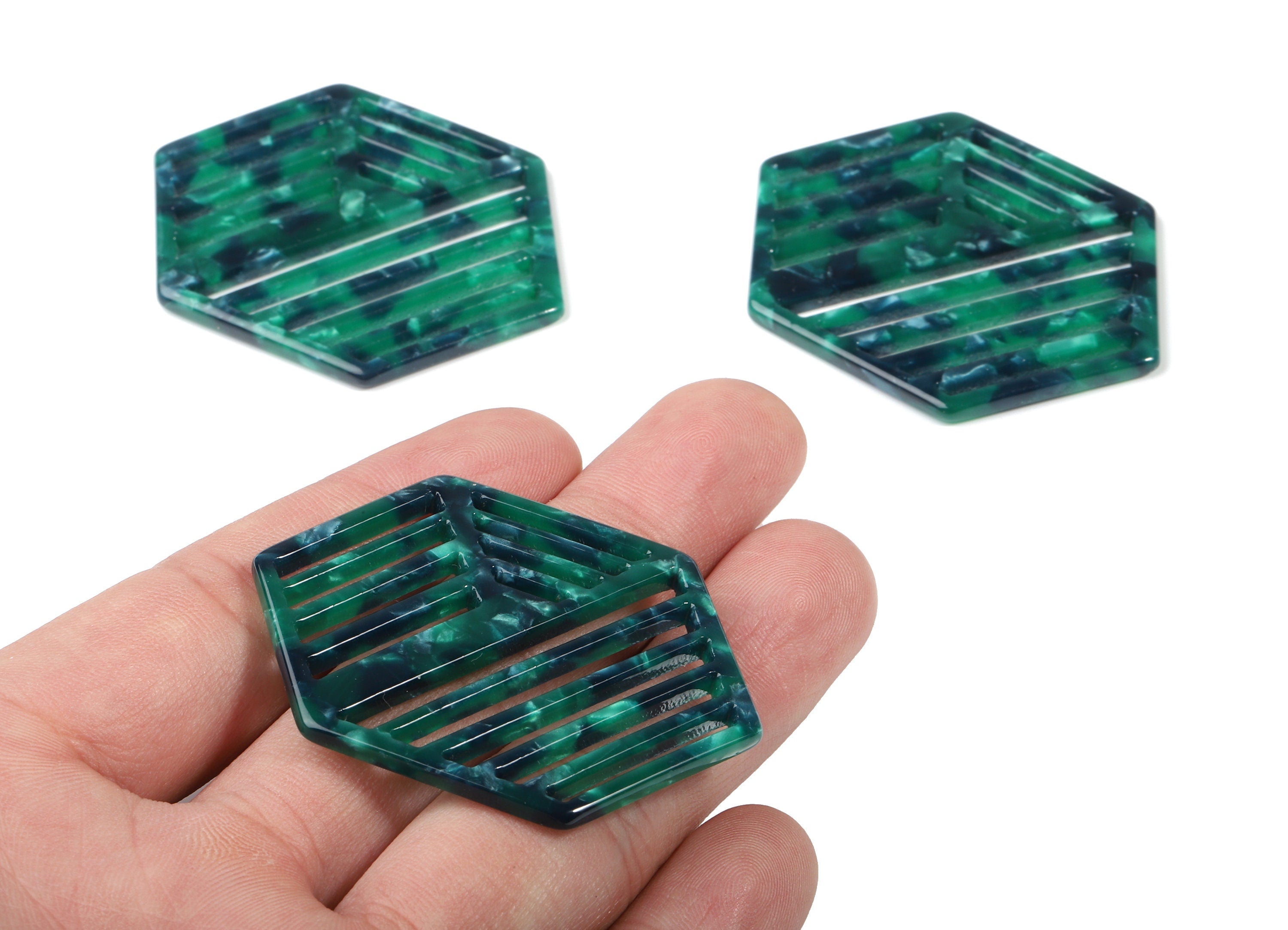 Acetate Hexagon Earring Charm - Hexagon Pendant - Earring Findings - Jewelry Supplies - Color Code:A13 - 52.08x39.39x2.73mm - AC1822-A13 - DOMEDBAZAAR