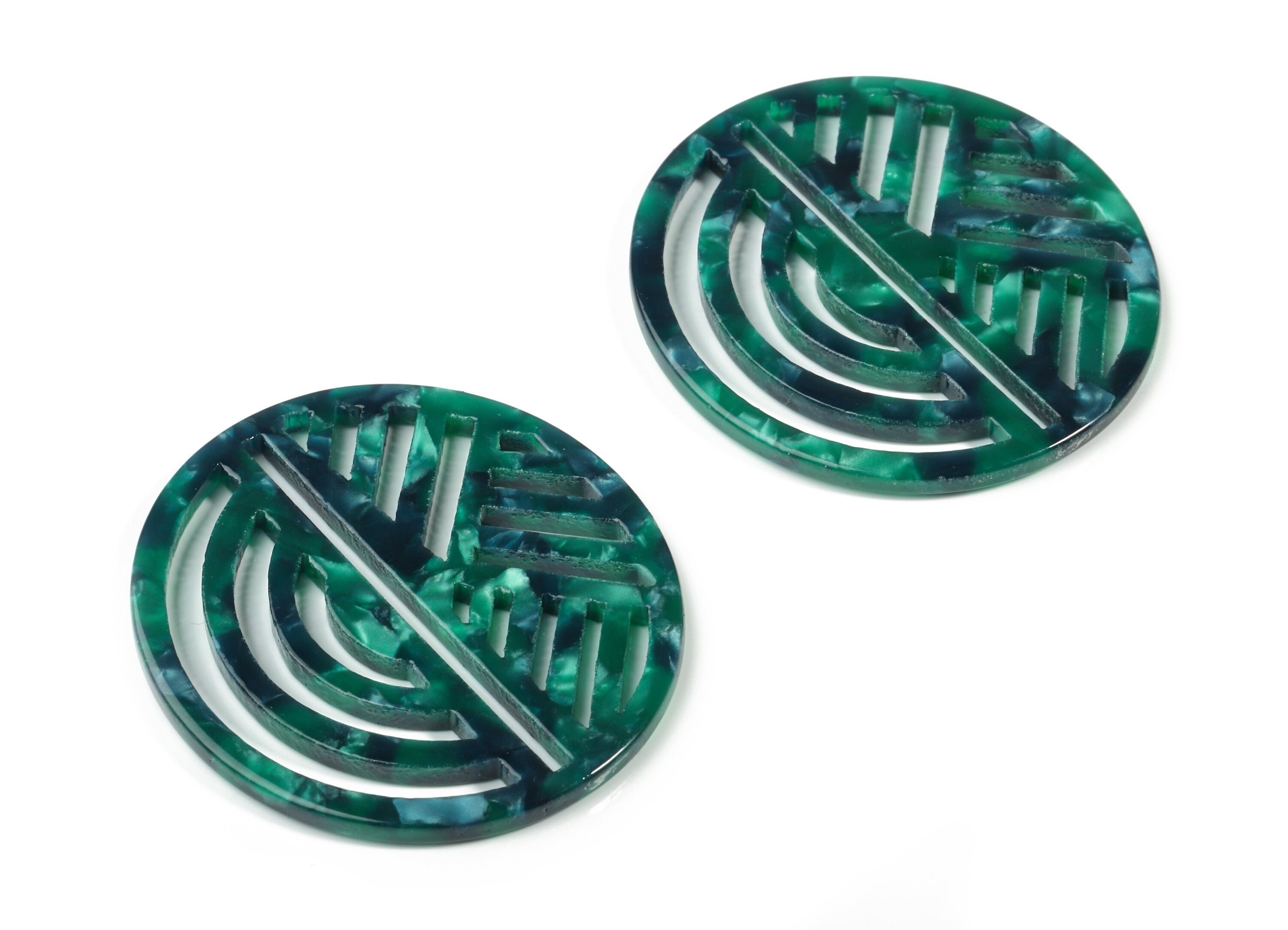 Acetate Oval Earring Charms - Geometric Pendant - Earring Findings - Jewelry Supplies - Color Code:A13 - 42.38x39.4x2.75mm - AC1824-A13 - DOMEDBAZAAR