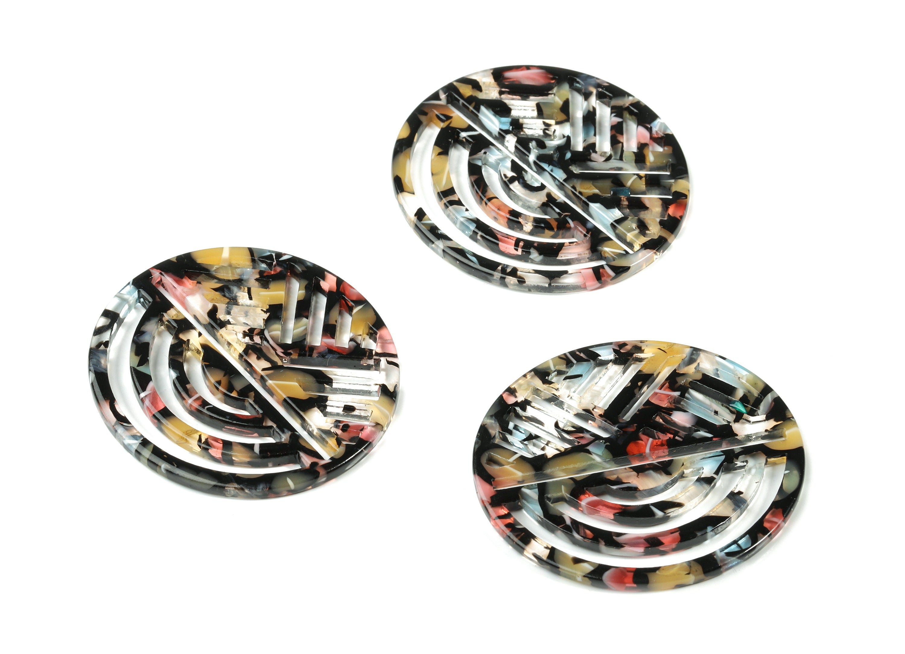 Acetate Oval Earring Charms - Geometric Pendant - Earring Findings - Jewelry Supplies - Color Code:A343 - 42.42x39.35x2.43mm - AC1824-A343 - DOMEDBAZAAR