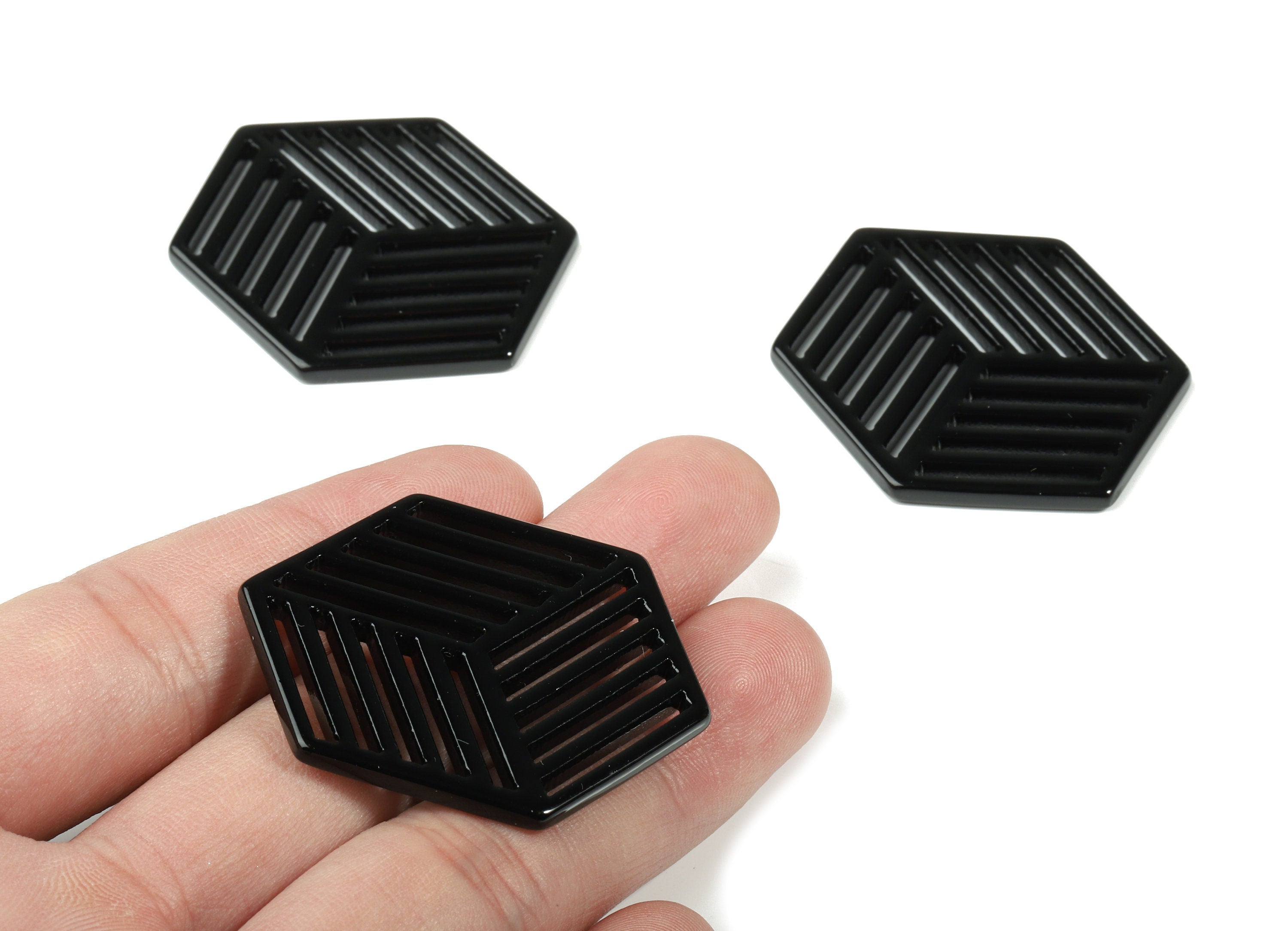 Acrylic Hexagon Earring Charm - Hexagon Pendant - Earring Findings - Jewelry Supplies - Color Code:A66 - 44.54x34.24x2.78mm - AC1823-A66 - DOMEDBAZAAR