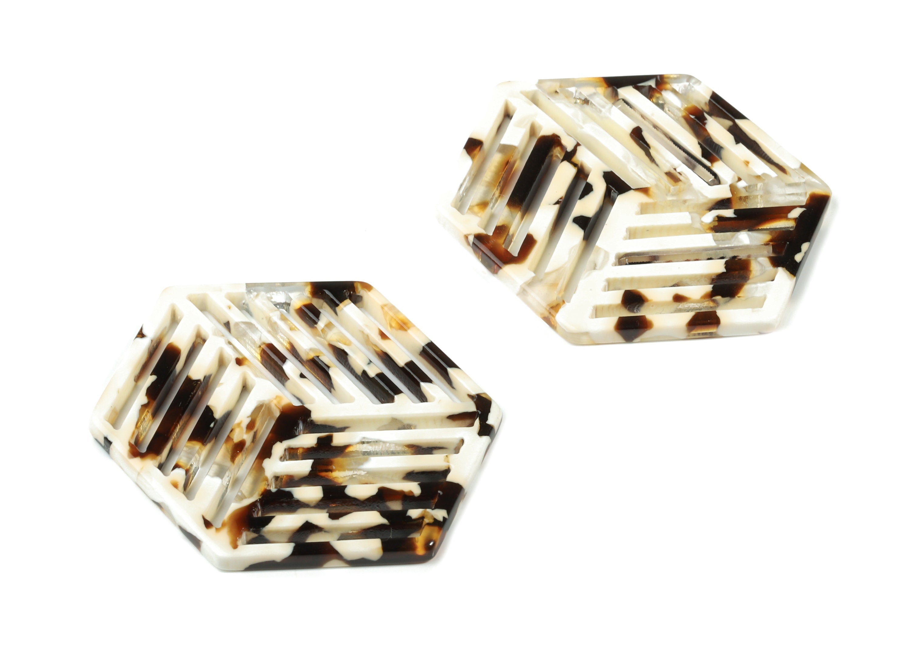 Acetate Hexagon Earring Charm - Hexagon Pendant - Earring Findings - Jewelry Supplies - Color Code:A257 - 44.85x34.4x2.71mm - AC1823-A257 - DOMEDBAZAAR