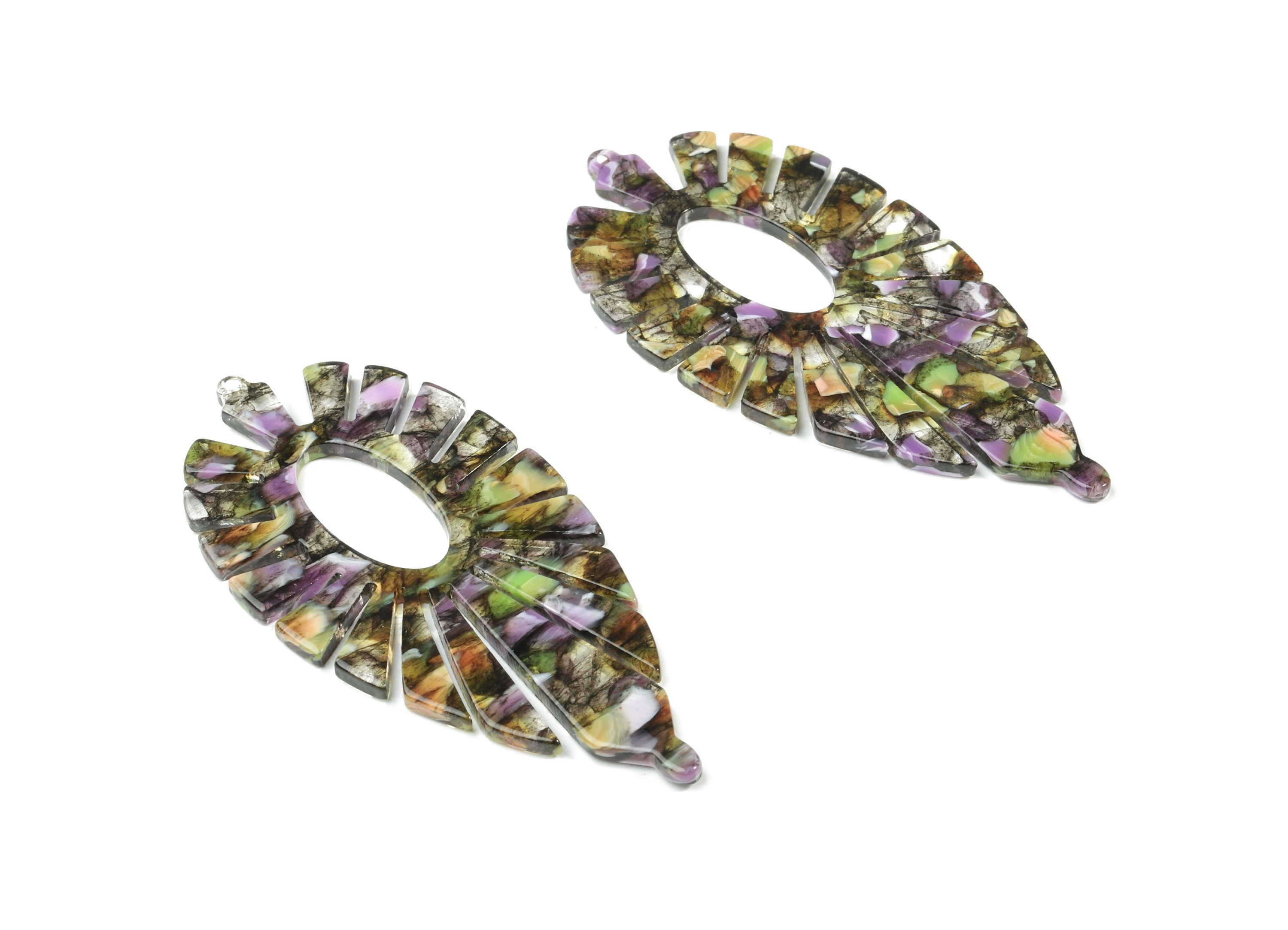 Acetate Leaf Earring Charms - Leaf Pendant - Earring Findings - Jewelry Supplies - Color Code: A167- 77.42x37.25x2.61mm - AC1395-A167 - DOMEDBAZAAR