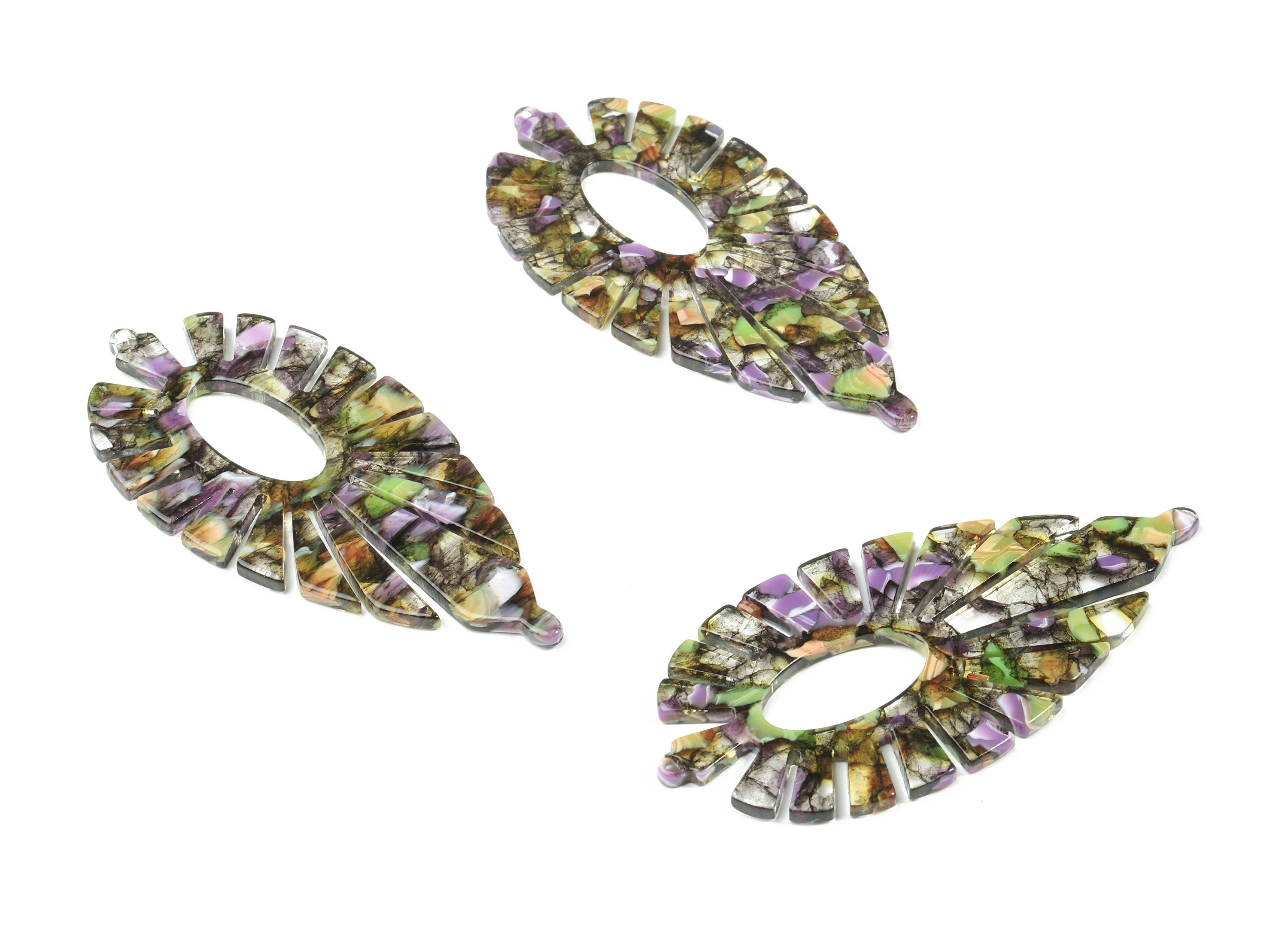 Acetate Leaf Earring Charms - Leaf Pendant - Earring Findings - Jewelry Supplies - Color Code: A167- 77.42x37.25x2.61mm - AC1395-A167 - DOMEDBAZAAR