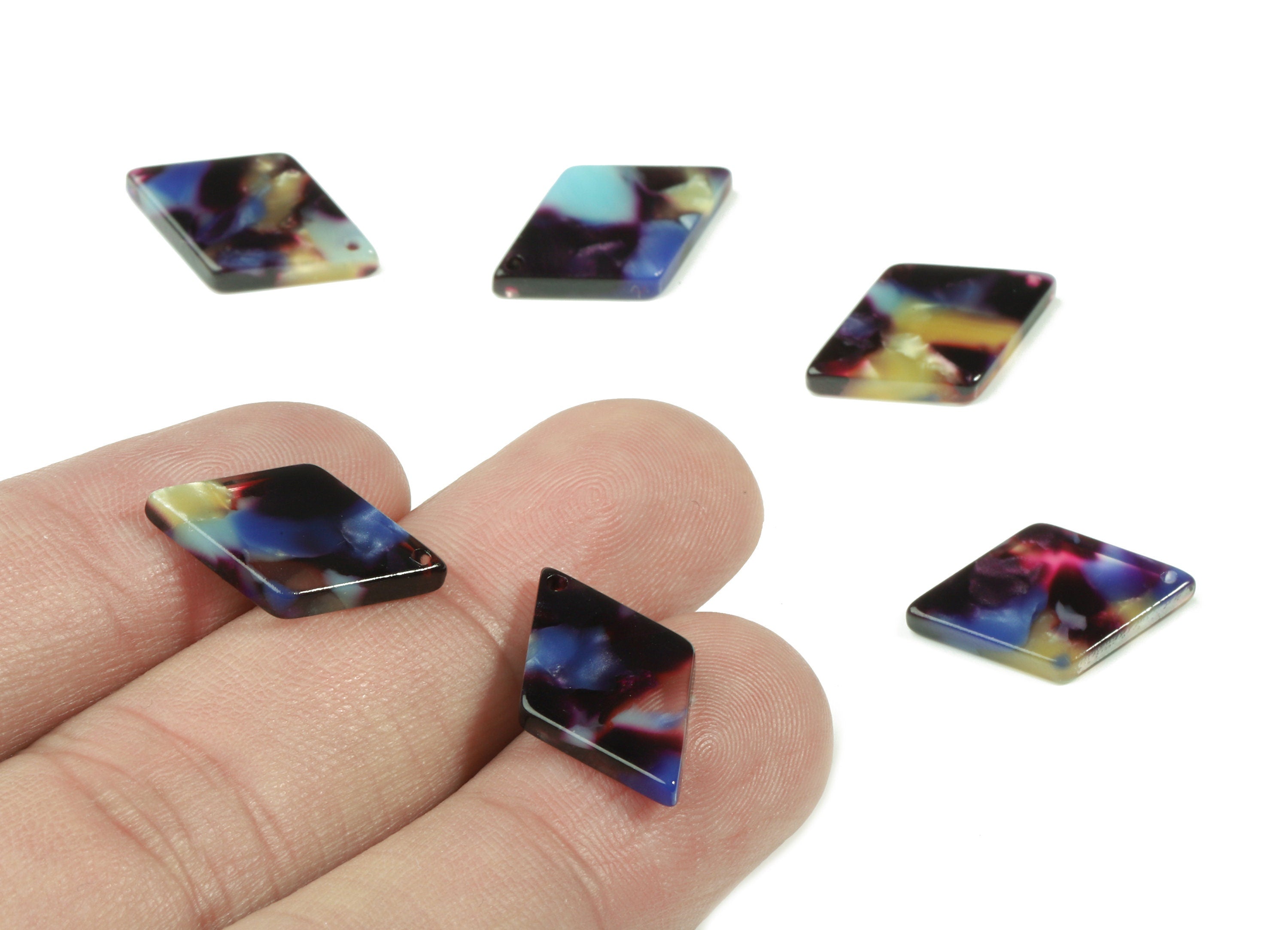 Acetate Rhombus Charms - Rhombus Earrings and Pendant - Earring Findings - Jewelry Supplies - Color Code:A23 - 19.29x12x2.6mm - AC1539-A23 - DOMEDBAZAAR