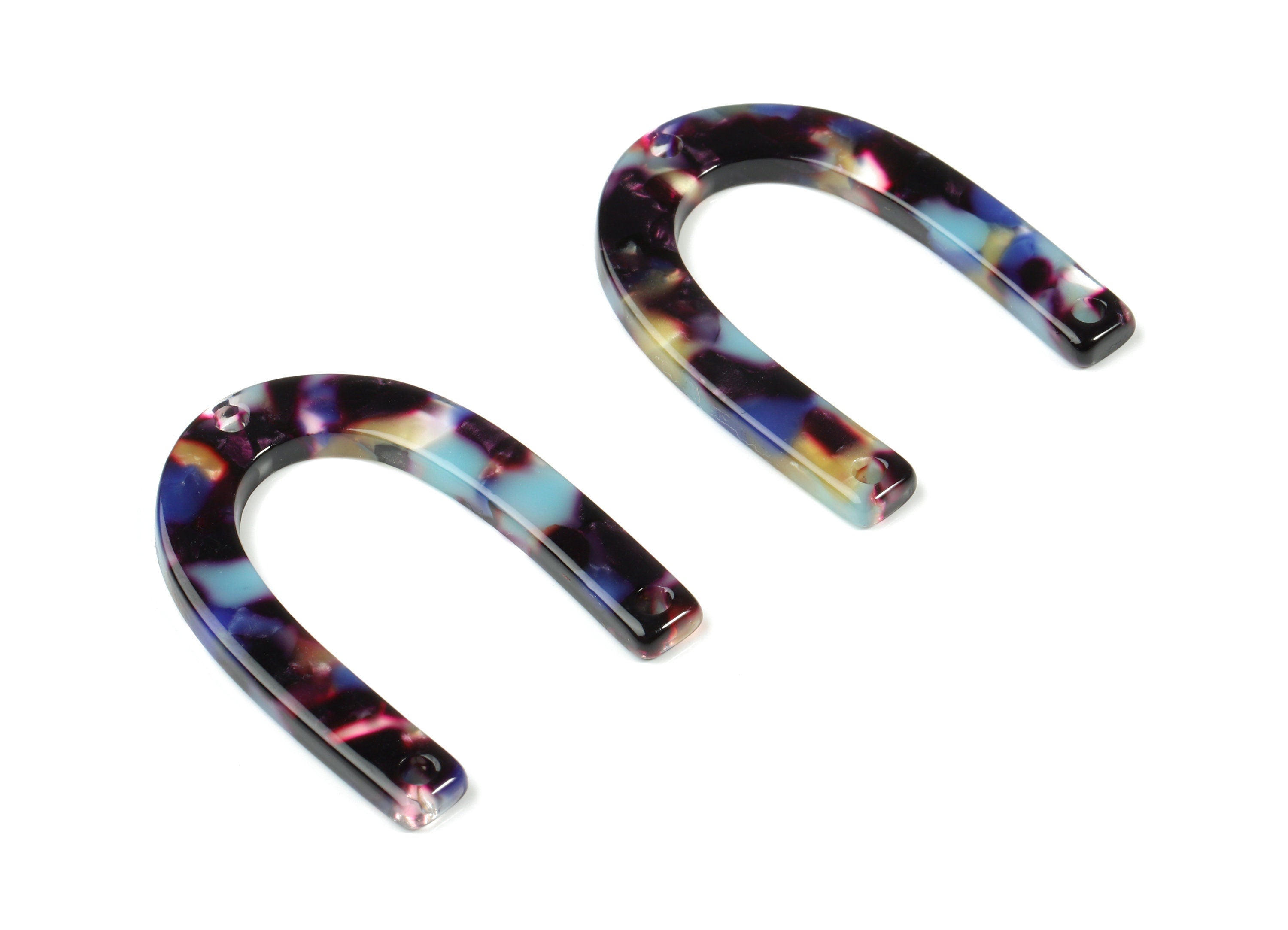 Acetate U Connector - Horsehoe Earring Connector - 3 Hole - Jewelry Supplies - Color Code:A23 - 34.34x26.07x2.65mm - AC1818-A23 - DOMEDBAZAAR