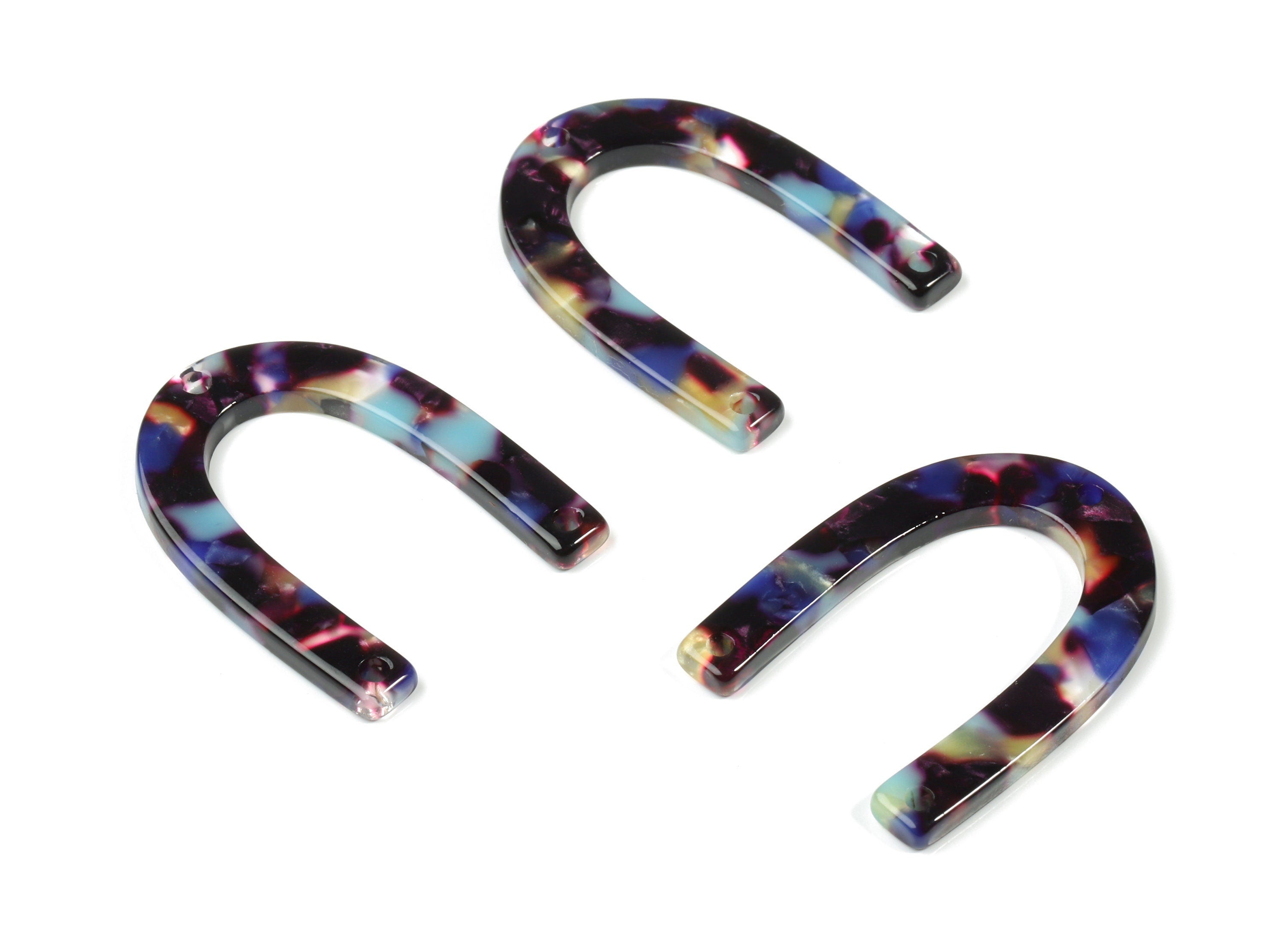 Acetate U Connector - Horsehoe Earring Connector - 3 Hole - Jewelry Supplies - Color Code:A23 - 34.34x26.07x2.65mm - AC1818-A23 - DOMEDBAZAAR