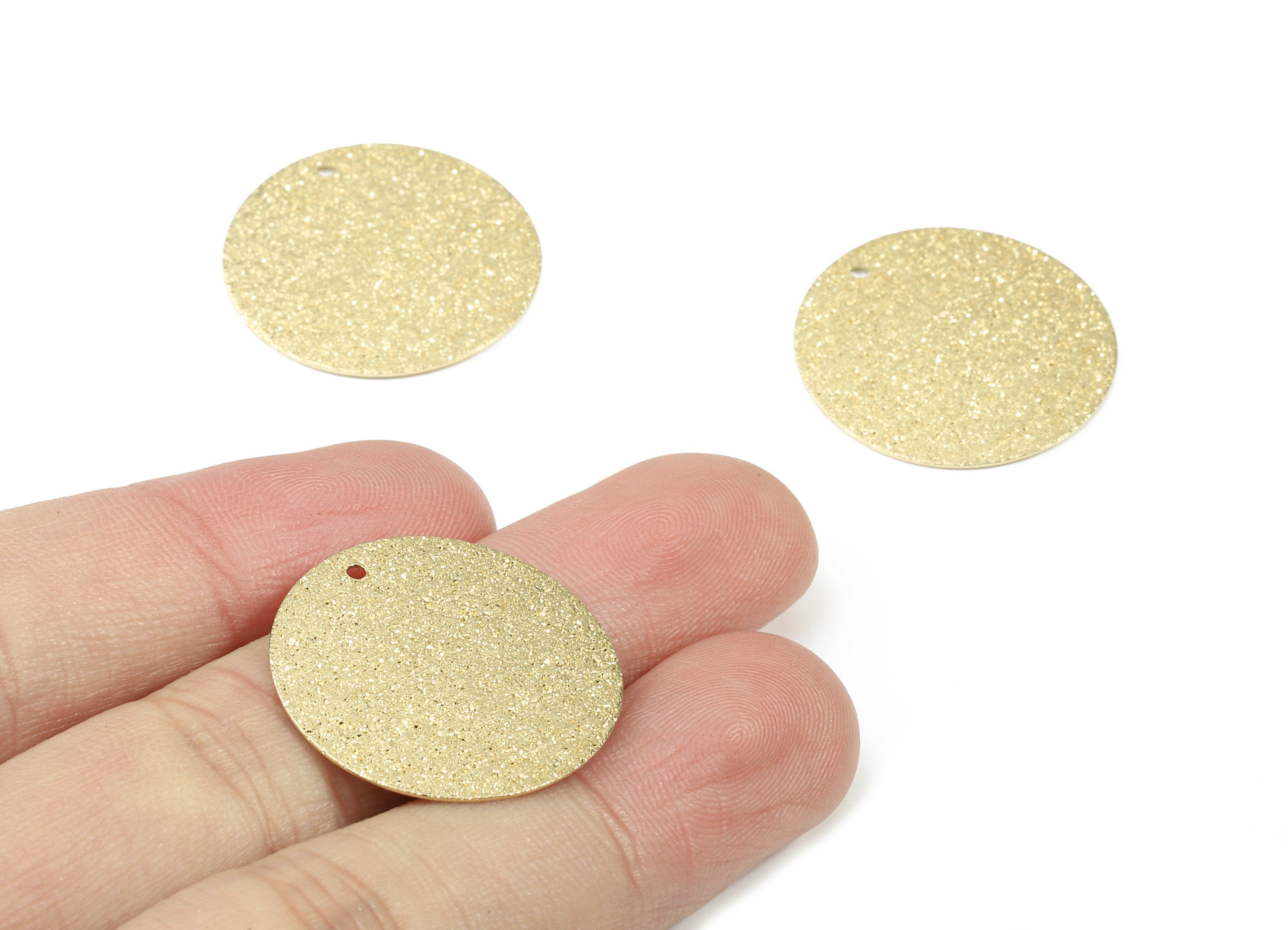 Raw Brass Coin Pendant - Patterned Brass Round Earring Charms - Earring Findings - Jewelry Supplies - 25x25x0.6mm - PP3124 - DOMEDBAZAAR