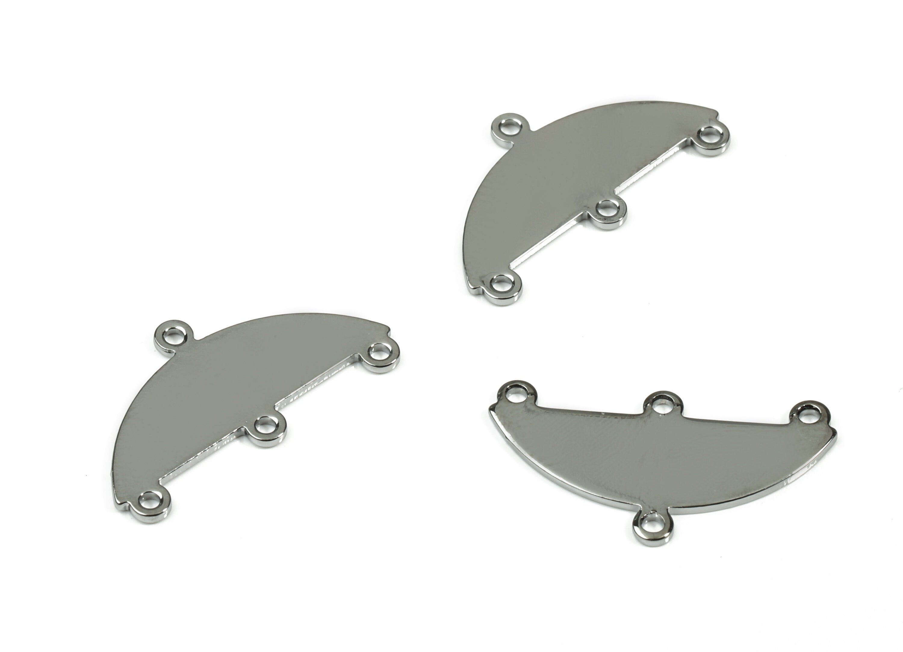Gunmetal Brass Half Moon Connector - 4 Hole Half Moon Earring connector - Necklace connector - Jewelry Supplies - 21.3x11.5x0.8mm - PP1798GM - DOMEDBAZAAR