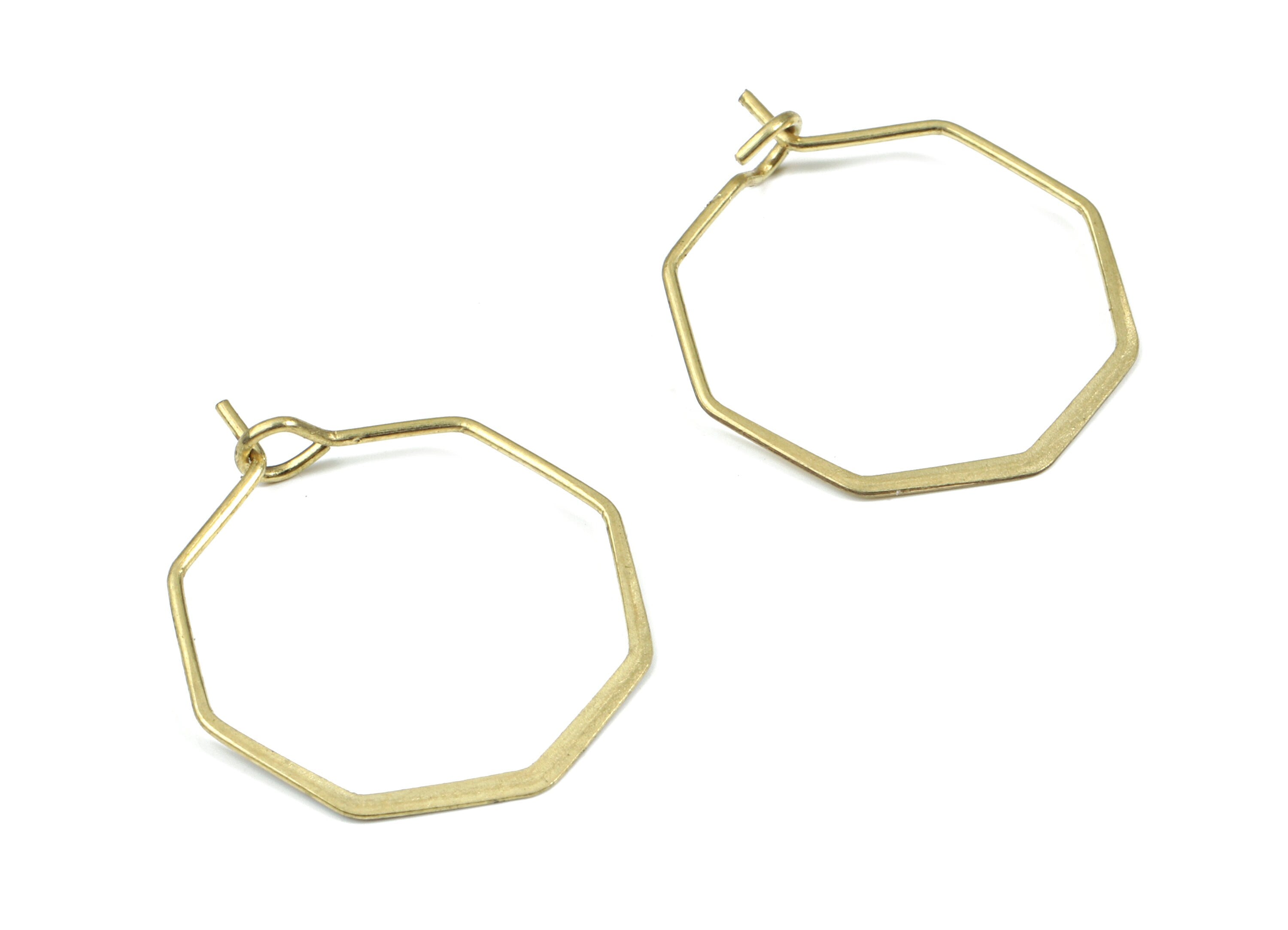 Brass Hammered Hexagon Earring Wire - Raw Brass Hexagon Ear Wire #20 - Earring Findings - Jewelry Supplies - 24.5x20.25x0.38mm - PP3183 - DOMEDBAZAAR