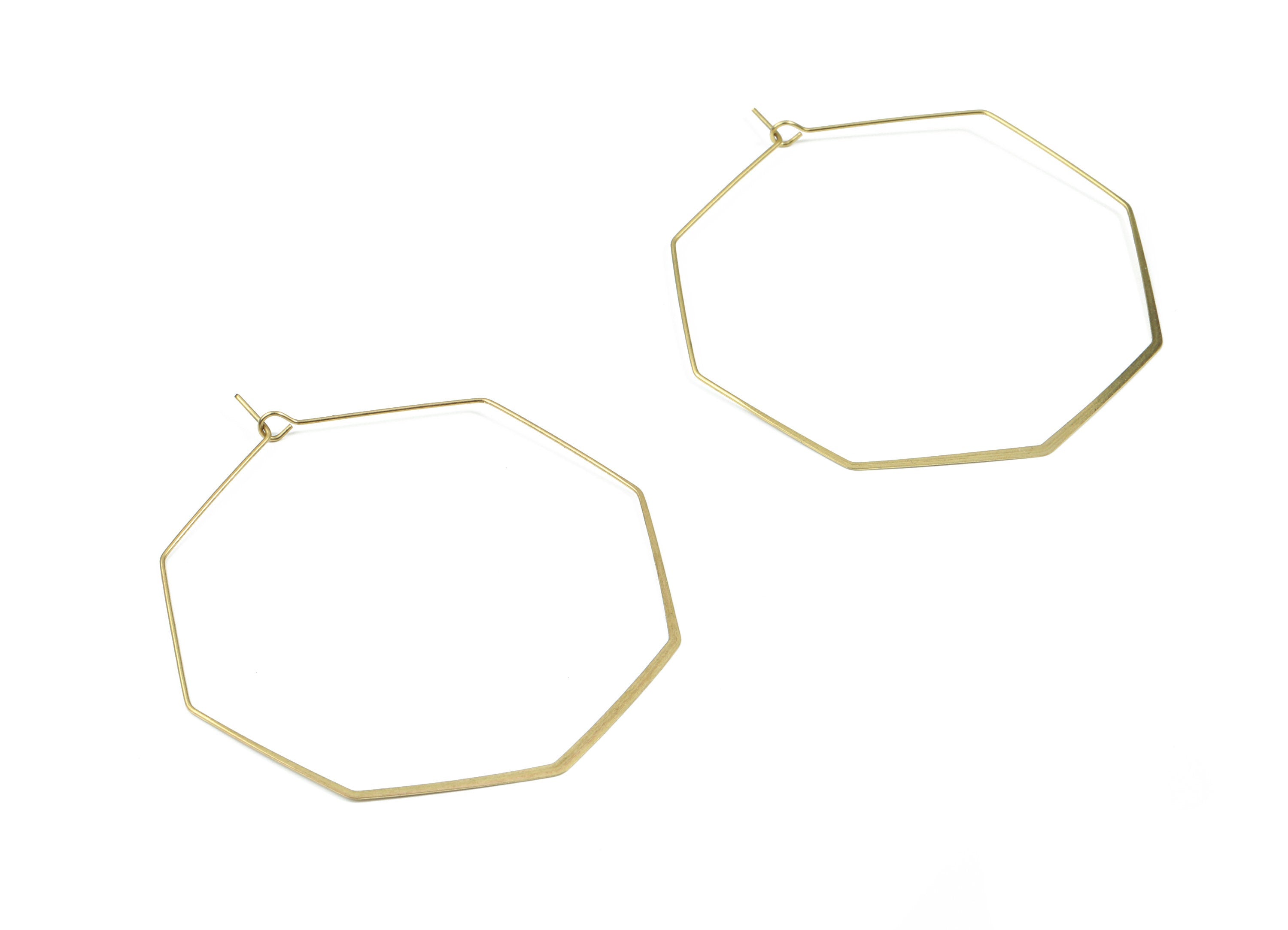 Brass Hammered Hexagon Earring Wire - Raw Brass Hexagon Ear Wire #35 - Earring Findings - Jewelry Supplies - 70x60x0.7mm - PP3188 - DOMEDBAZAAR
