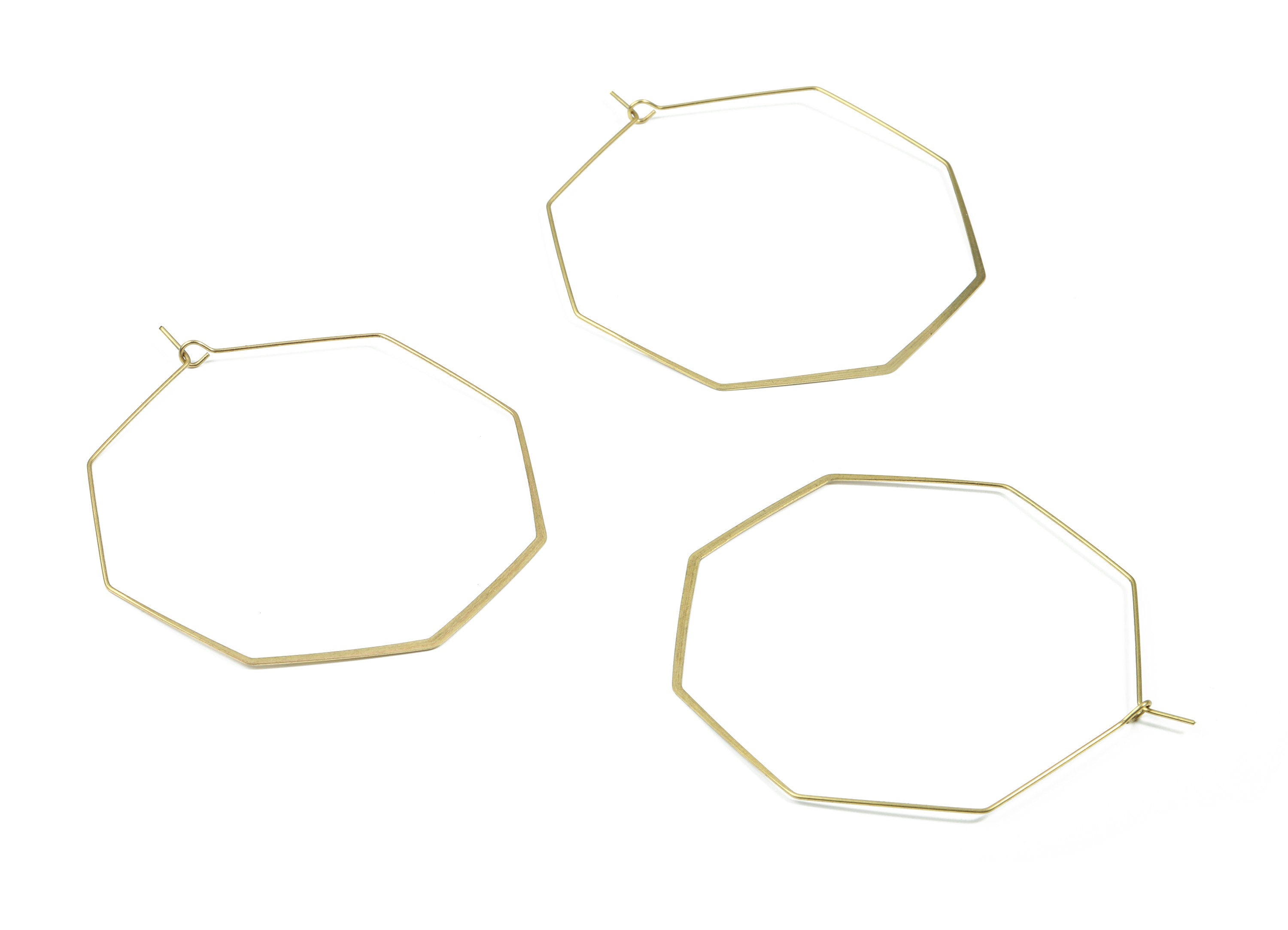 Brass Hammered Hexagon Earring Wire - Raw Brass Hexagon Ear Wire #35 - Earring Findings - Jewelry Supplies - 70x60x0.7mm - PP3188 - DOMEDBAZAAR
