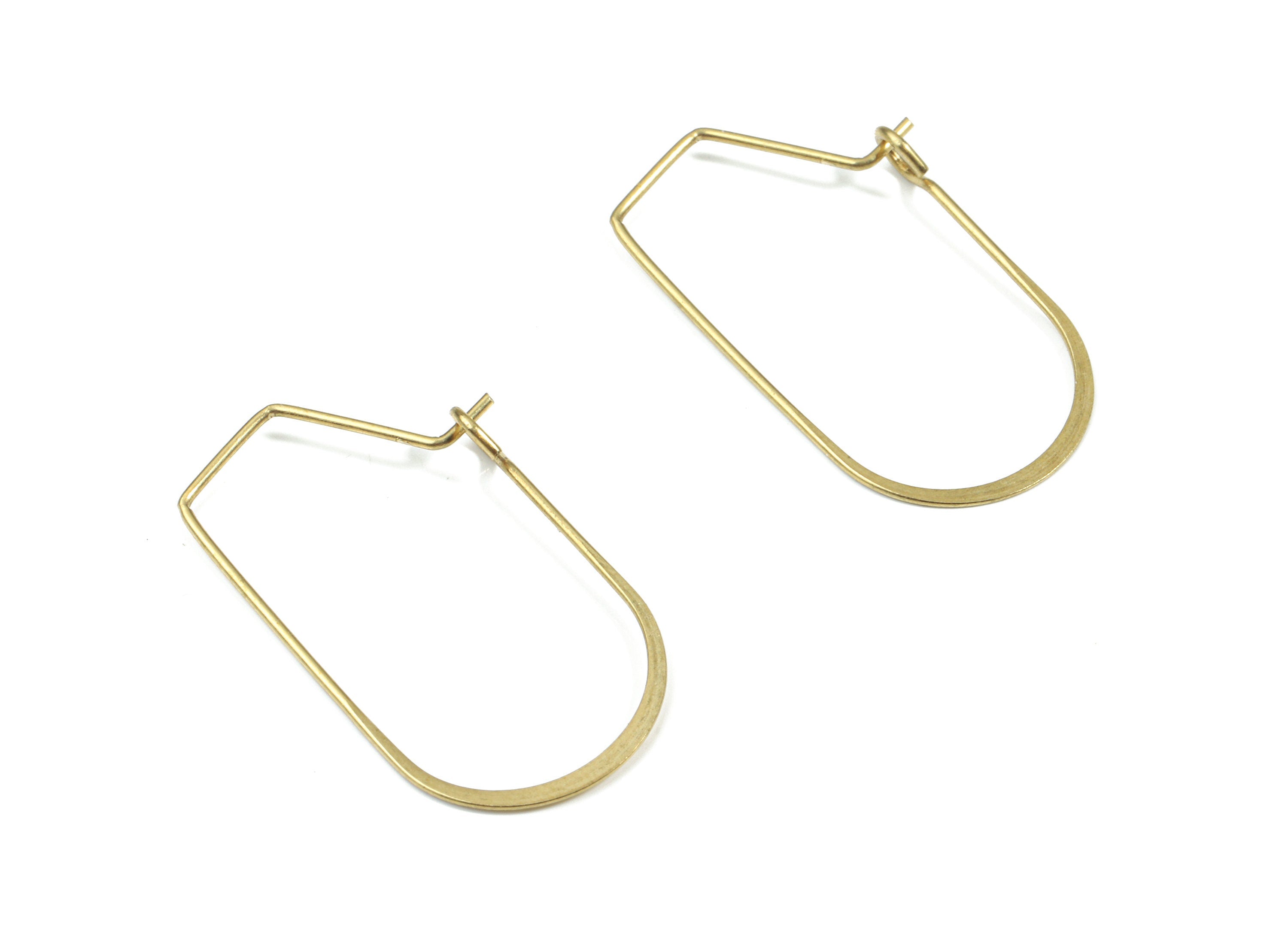 Brass Hammered Geometric Earring Wire - Raw Brass Geometric Ear Wire - Earring Findings - Jewelry Supplies - 28.77x17.26x0.49mm - PP3175 - DOMEDBAZAAR