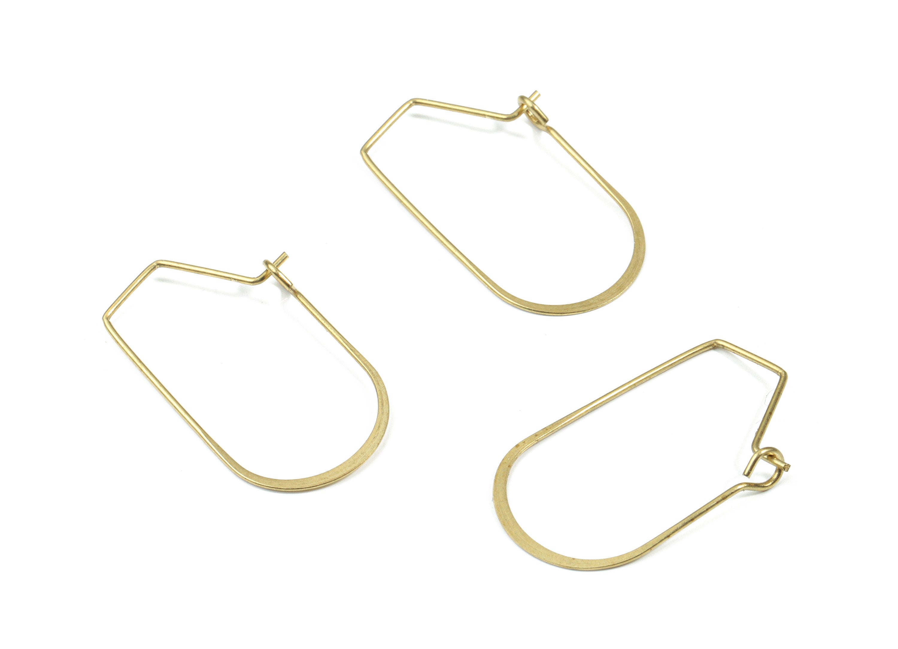 Brass Hammered Geometric Earring Wire - Raw Brass Geometric Ear Wire - Earring Findings - Jewelry Supplies - 28.77x17.26x0.49mm - PP3175 - DOMEDBAZAAR