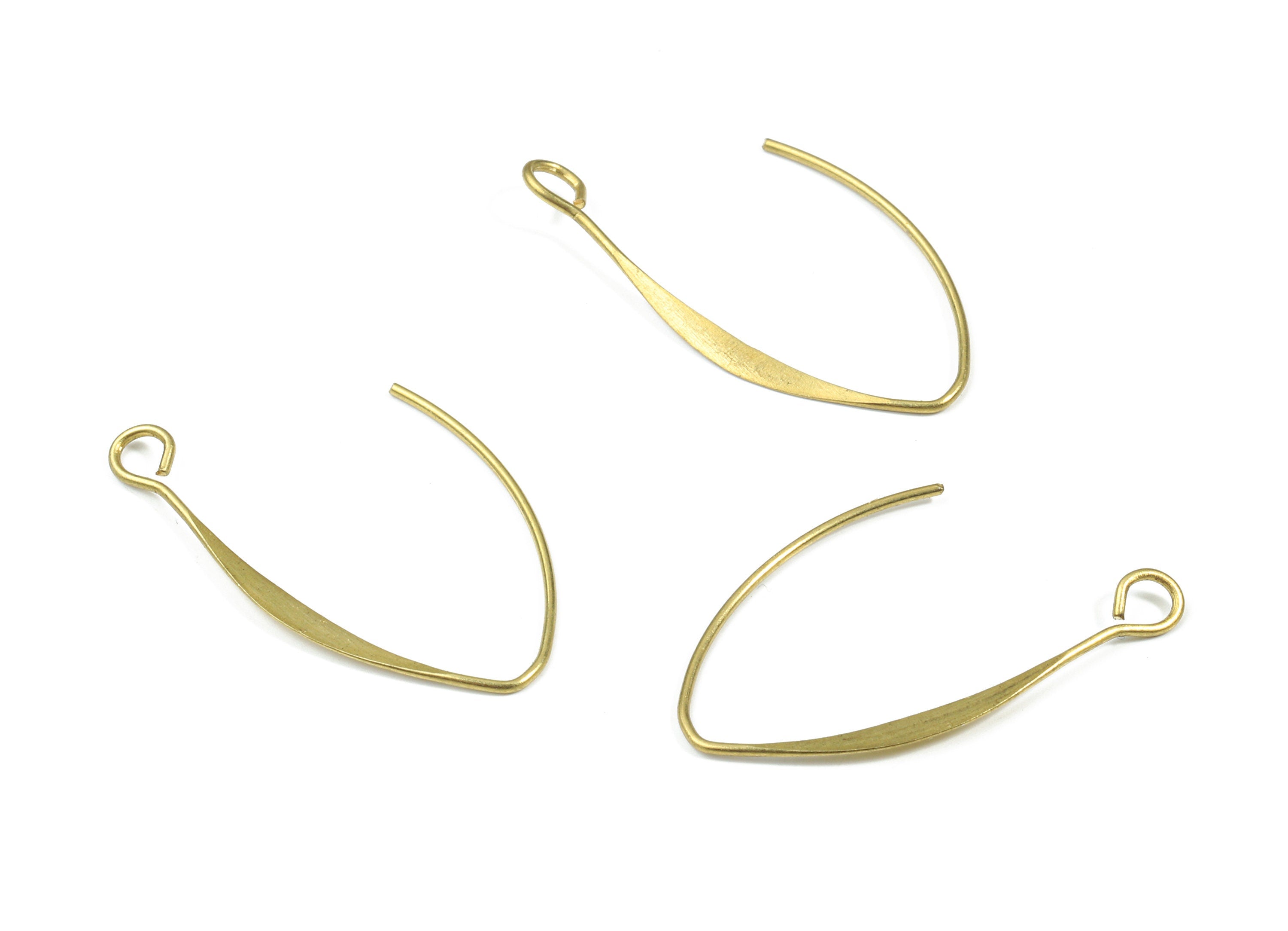 Brass Hammered Earring Wire - Raw Brass Ear Wire - Earring Hooks - Jewelry Supplies - 27.89x15.29x0.74mm - PP3178 - DOMEDBAZAAR