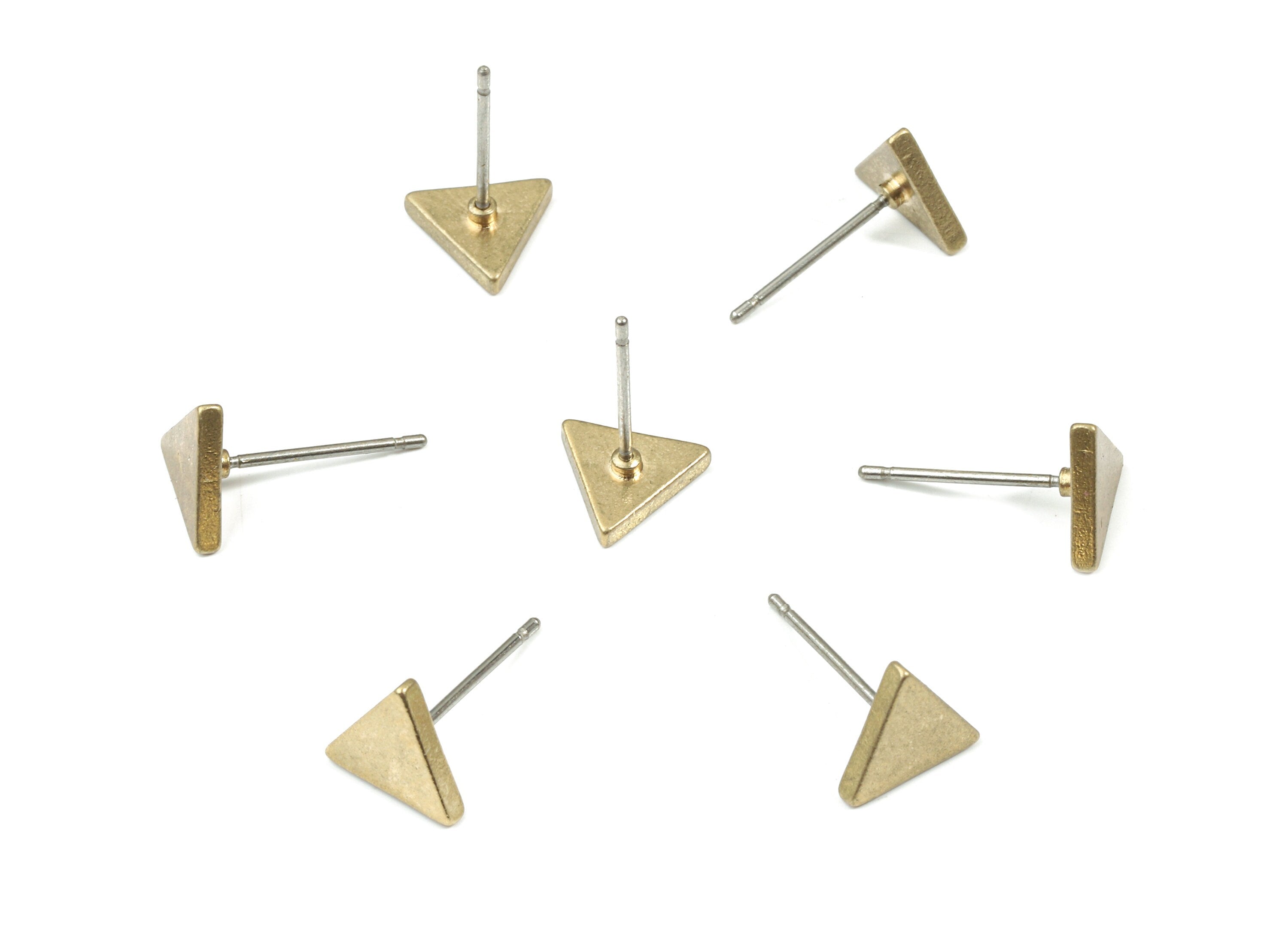 Brass Triangle Earring Stud - Raw Brass Triangle Earring Post - Steel Stud - Earring Post - Jewelry Supplies - 7.93x7.93x1.46mm - PP3147 - DOMEDBAZAAR