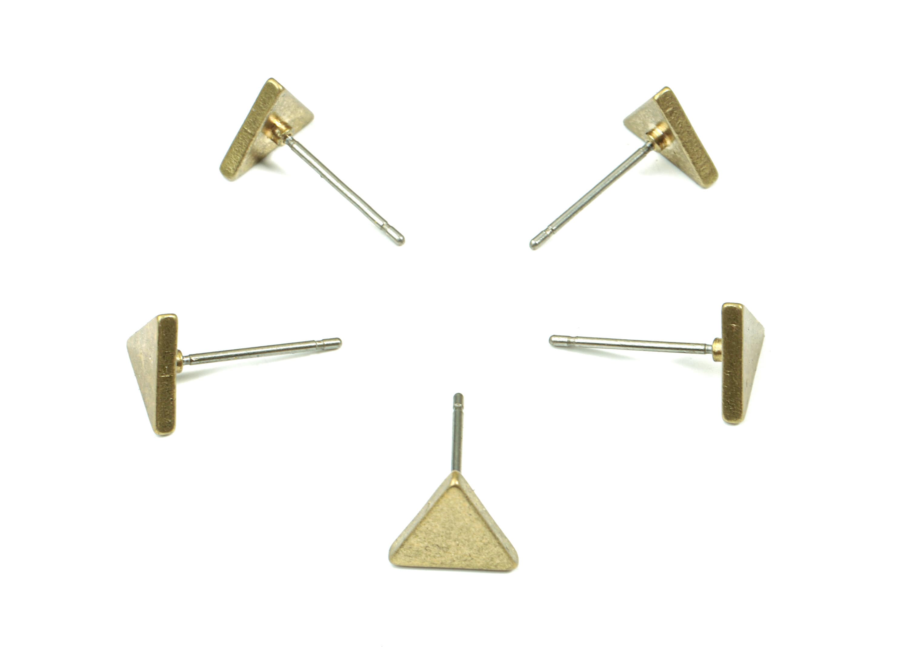 Brass Triangle Earring Stud - Raw Brass Triangle Earring Post - Steel Stud - Earring Post - Jewelry Supplies - 7.93x7.93x1.46mm - PP3147 - DOMEDBAZAAR