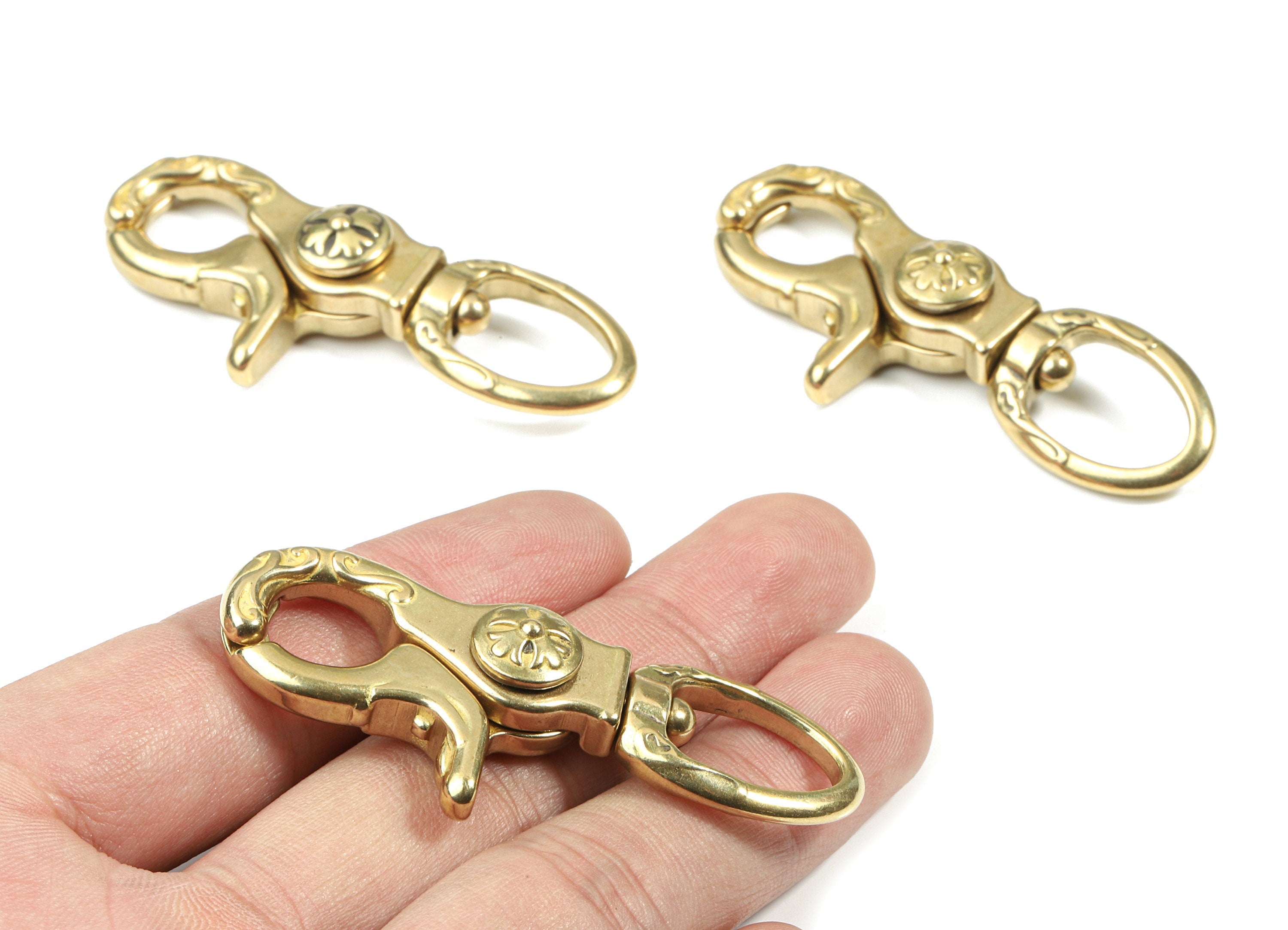 Brass Swivel Trigger Snap Hooks - Landyard Clip Purse Lobster Clasp - Jewelry Supplies - 59.85x24.76x11.7mm - PP3141 - DOMEDBAZAAR