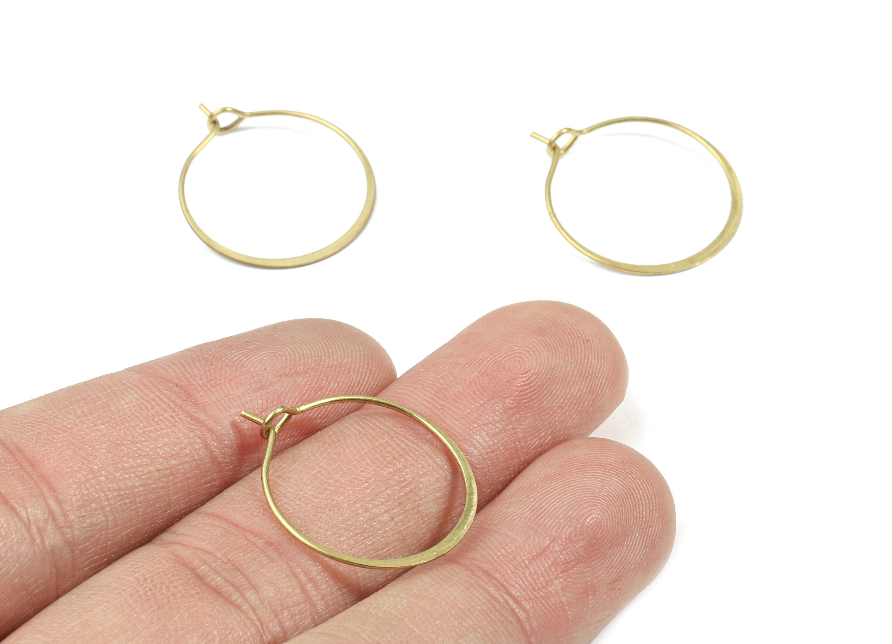 Brass Hammered Earring Hoop - Raw Brass Circle Ear Wire #20 - Earring Findings - Jewelry Supplies - 24.25x20.51x0.66mm - PP3179 - DOMEDBAZAAR