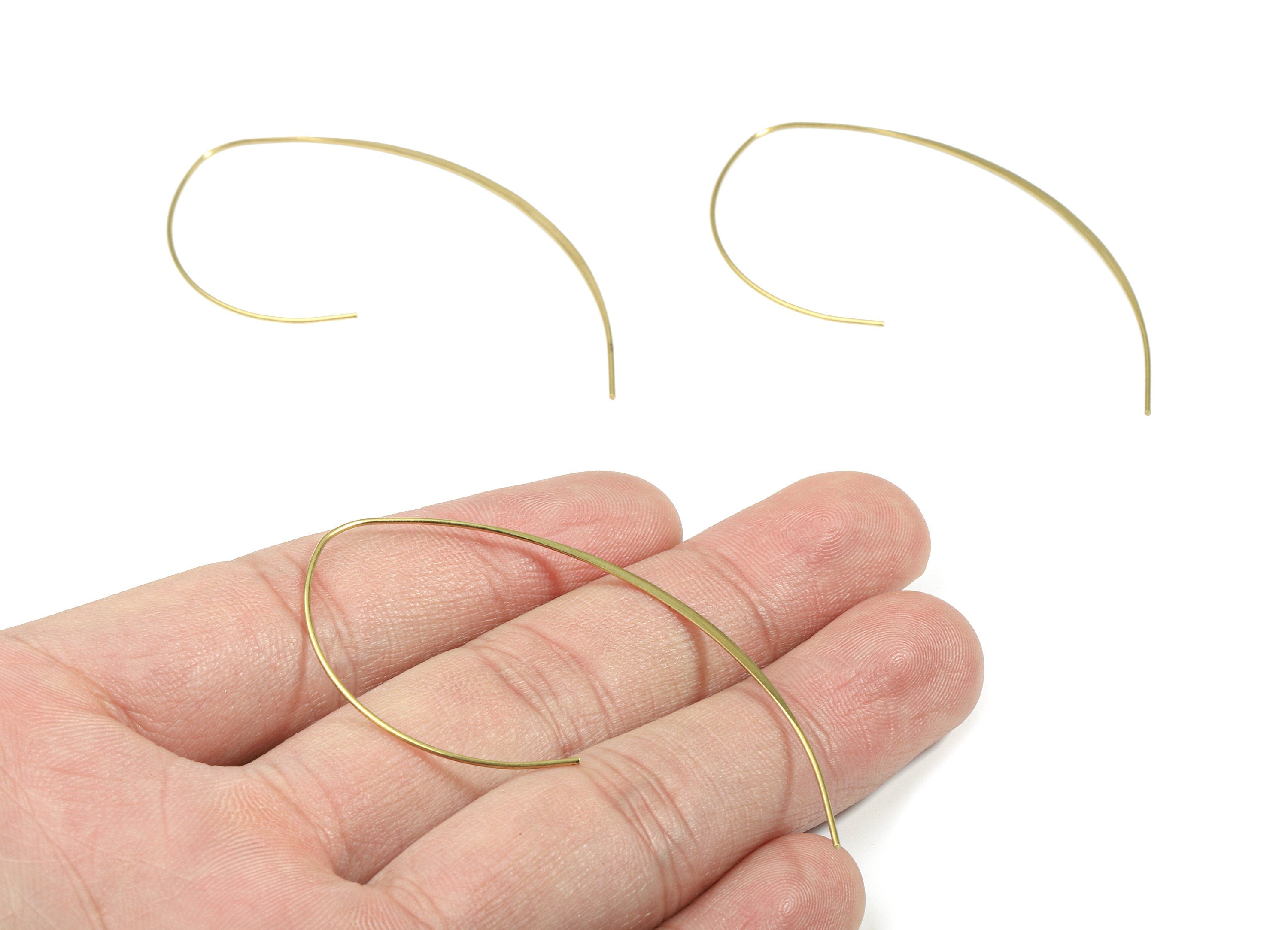 Brass Hammered Earring Wire - Raw Brass Ear Wire - Earring Hooks - Jewelry Supplies - 57.98x31.16x0.71mm - PP3185 - DOMEDBAZAAR