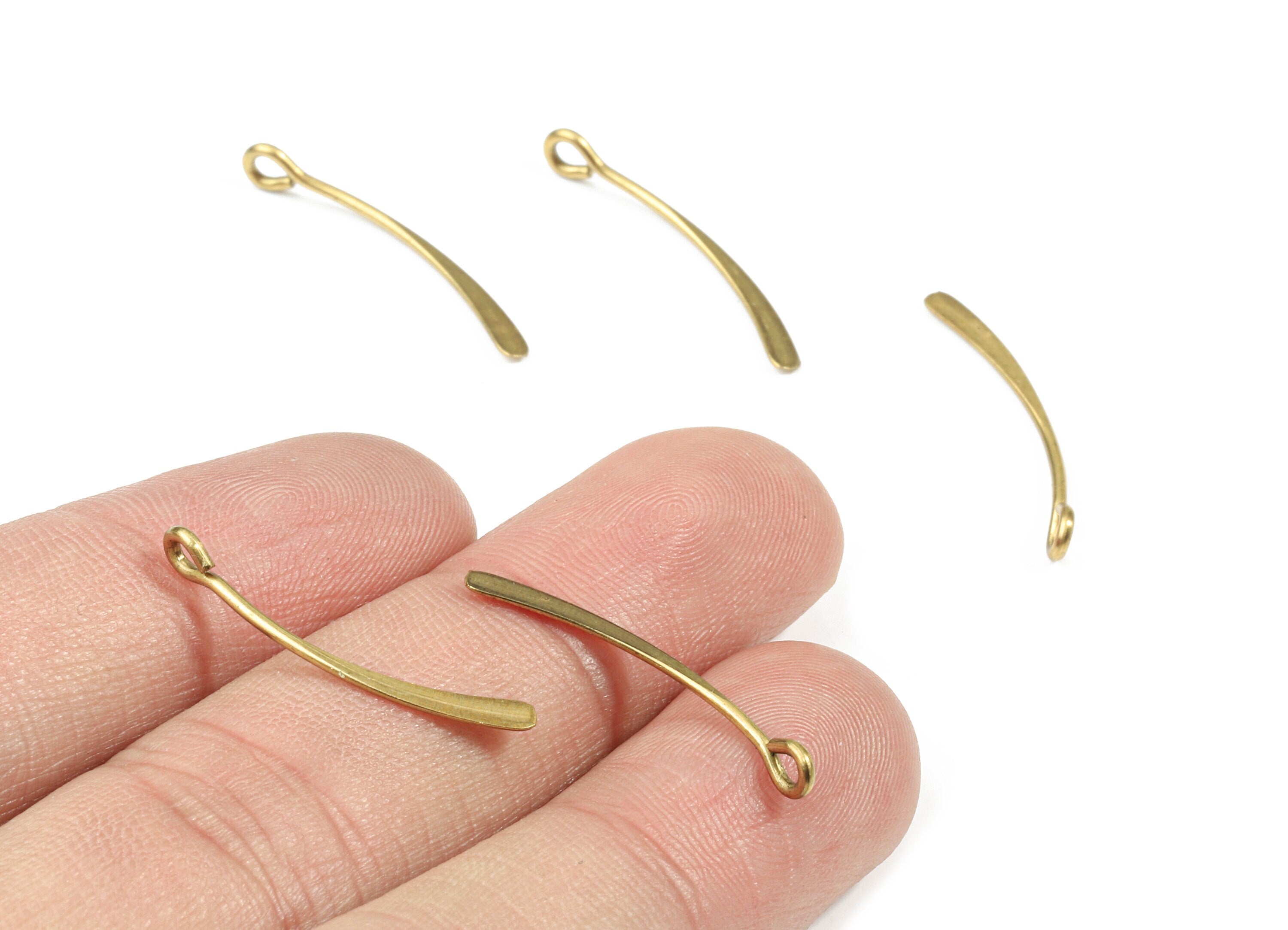 Brass Hammered Earring Wire - Raw Brass Ear Wire Charms - Earring Charms - Jewelry Supplies - 25.68x3.78x1.03mm - PP3174 - DOMEDBAZAAR