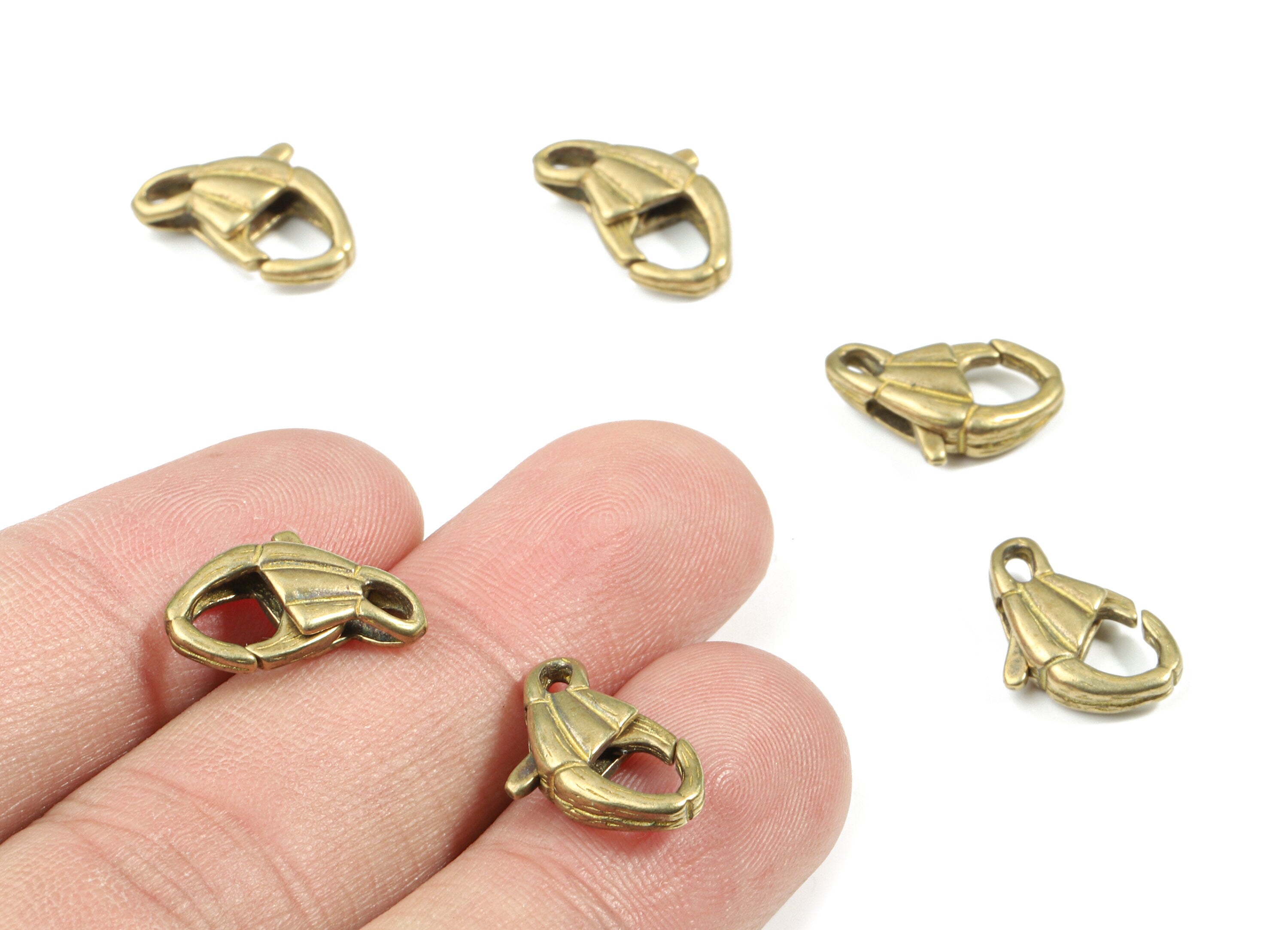Brass Lobster Claw Clasp - Raw Brass Patterned Parrot Clasps - Lobster Clasps - Jewelry Supplies - 16.06x10.27x4.01mm - PP3133 - DOMEDBAZAAR