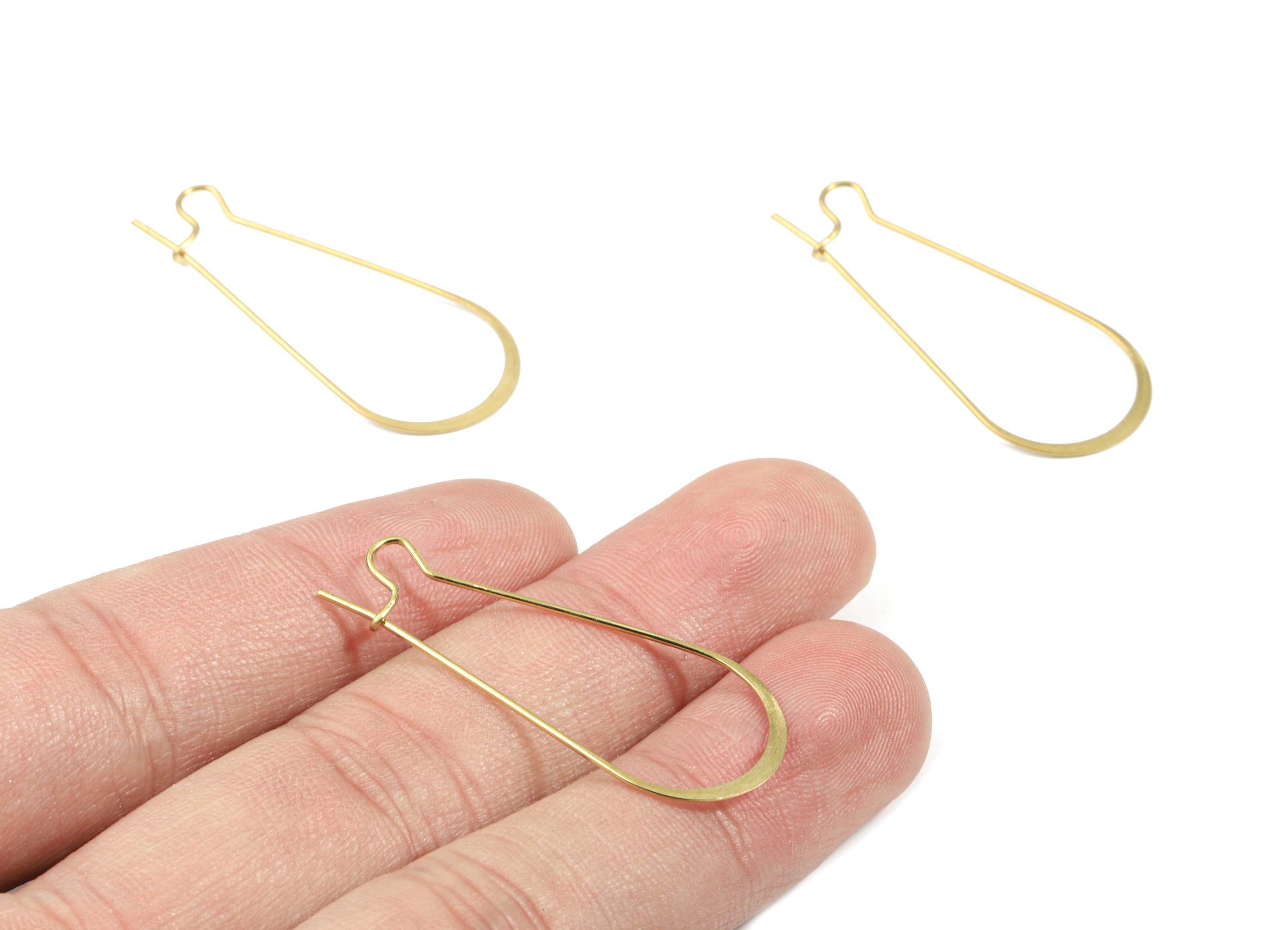 Brass Hammered Drop Earring Wire - Raw Brass Drop Ear Wire - Earring Findings - Jewelry Supplies - 38.09x16.63x1.11mm - PP3177 - DOMEDBAZAAR