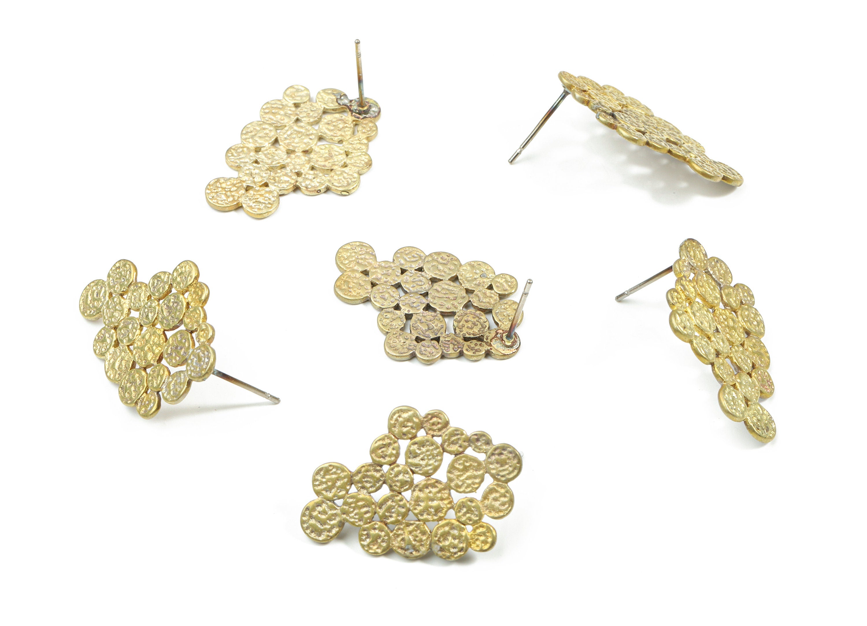 Brass Grape Earring Stud - Raw Brass Grape Earring Post - Steel Stud - Earring Post - Jewelry Supplies - 25.57x16.9x1.18mm - PP3218 - DOMEDBAZAAR