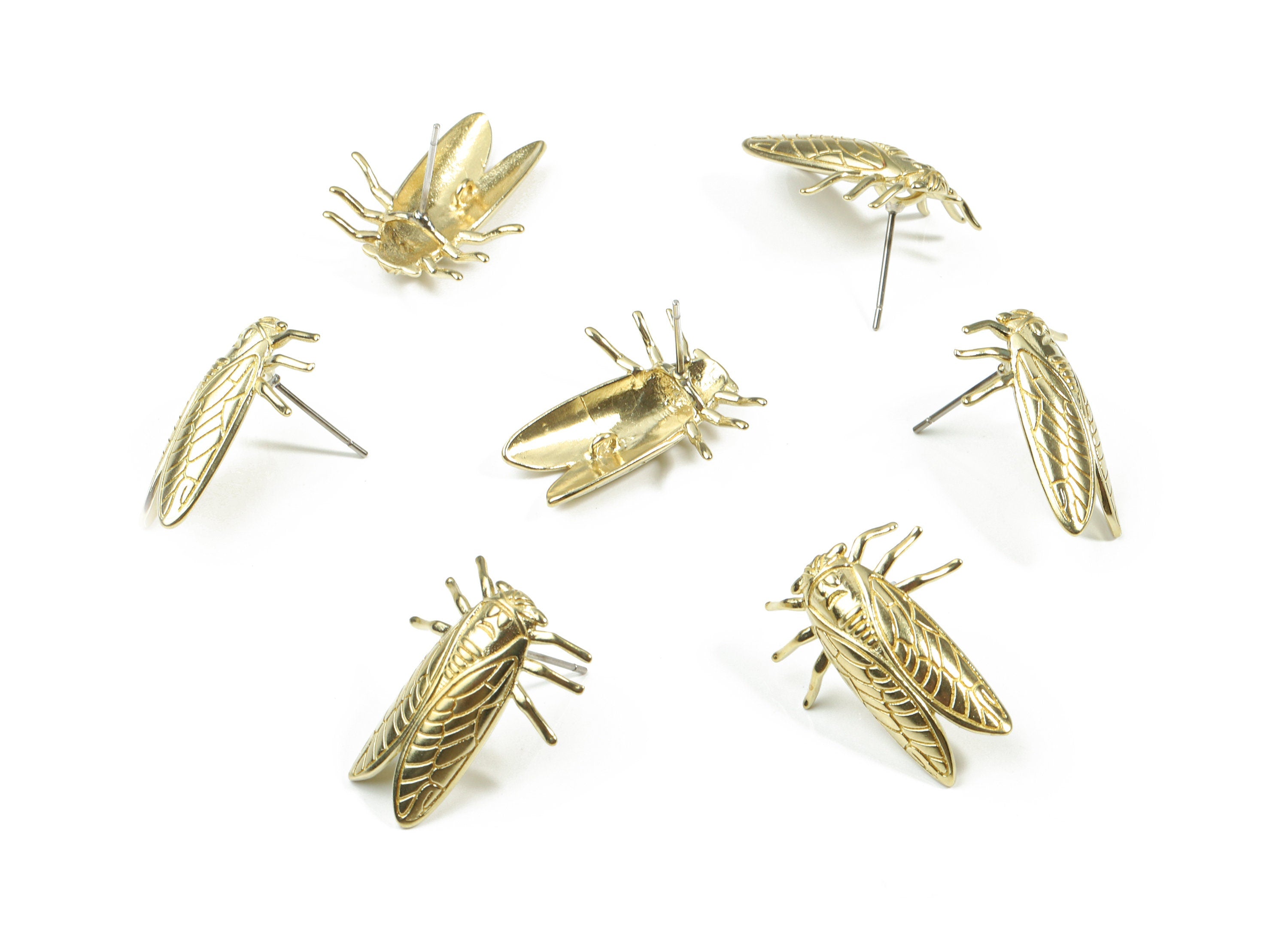 Brass Cockroach Earring Stud - Raw Brass Cockroach Earring Post - Steel Stud - Earring Post - Jewelry Supplies - 23.13x19.54x1.2mm - PP3207 - DOMEDBAZAAR