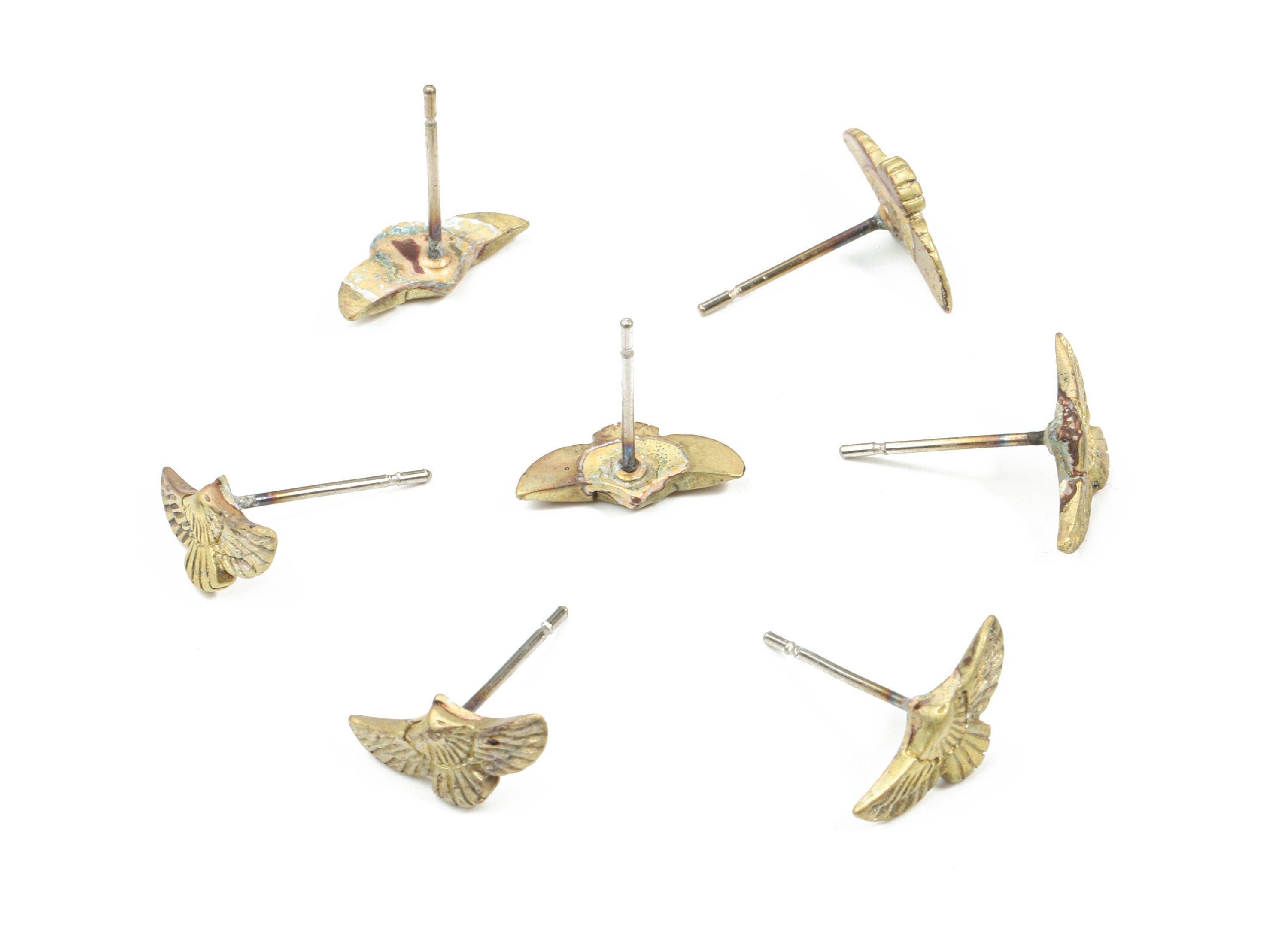 Brass Eagle Earring Stud - Raw Brass Eagle Earring Post - Steel Stud - Earring Post - Jewelry Supplies - 10.84x10.84x2.76mm - PP3201 - DOMEDBAZAAR