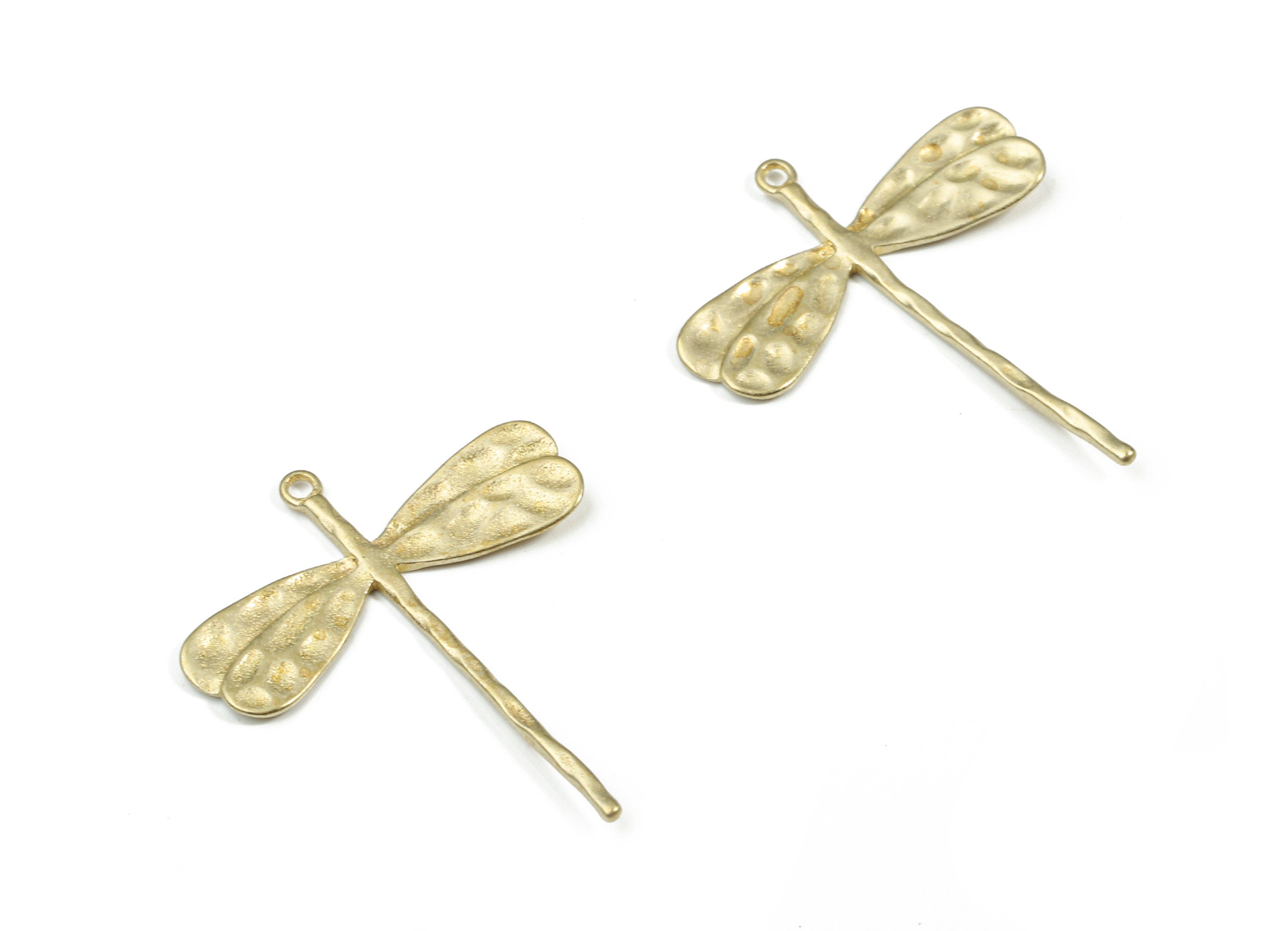 Brass Long Tail Fly Pendant - Raw Brass Dragonfly Earring Charms - Earring Findings - Jewelry Supplies - 27.51x22.76x1.06mm - PP3200 - DOMEDBAZAAR