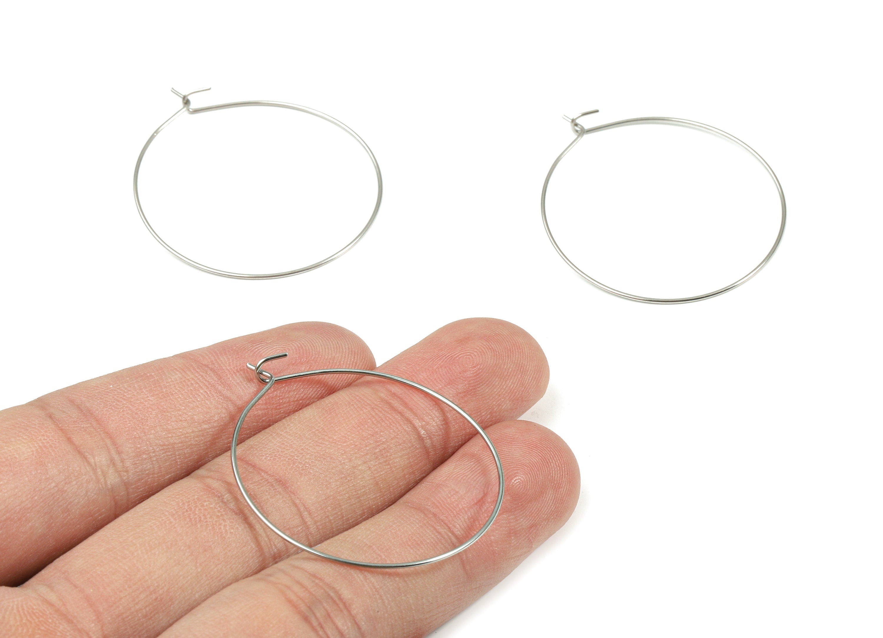 Stainless Steel Earring Hoop - 316 Stainless Steel Circle Ear Wire #35 - Earring Hoop - Jewelry Supplies - 40x35x0.68mm - SS1161 - DOMEDBAZAAR