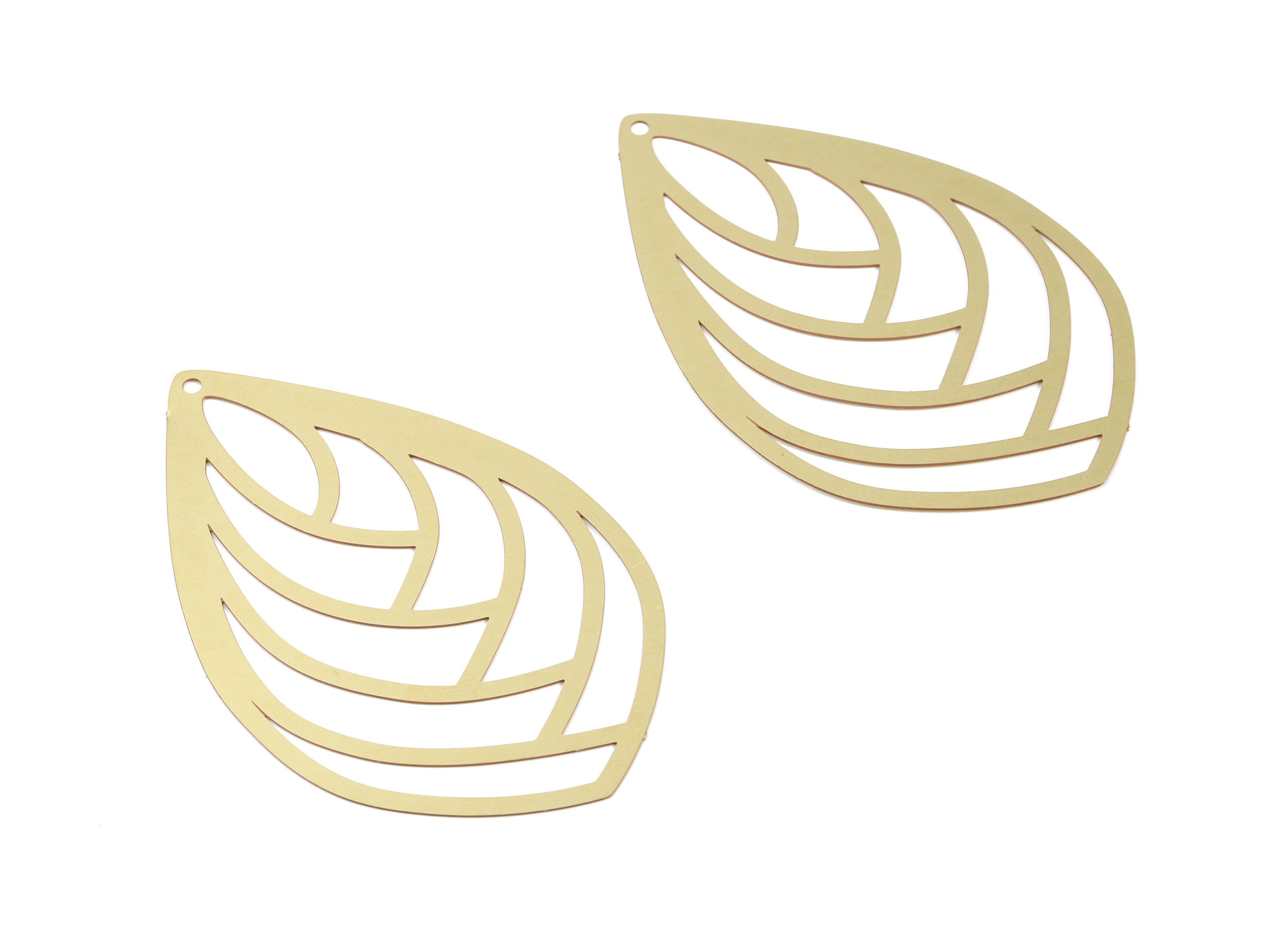 Brass Tribal Drop Earring Charms - Raw Brass Tribal Drop Pendant - Earring Findings - Jewelry Supplies - 55x34.46x0.3mm - JJB5856 - DOMEDBAZAAR