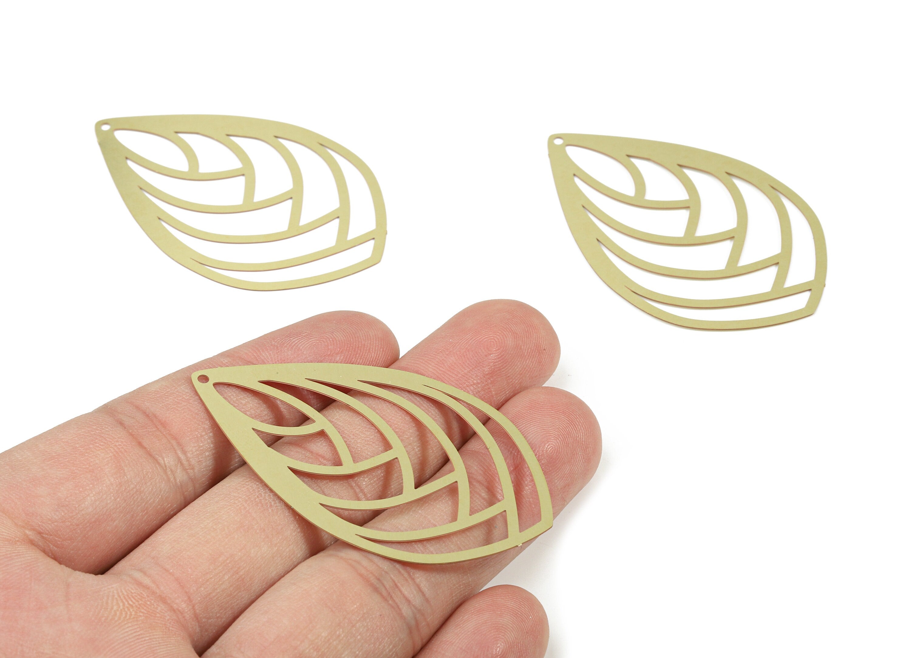 Brass Tribal Drop Earring Charms - Raw Brass Tribal Drop Pendant - Earring Findings - Jewelry Supplies - 55x34.46x0.3mm - JJB5856 - DOMEDBAZAAR