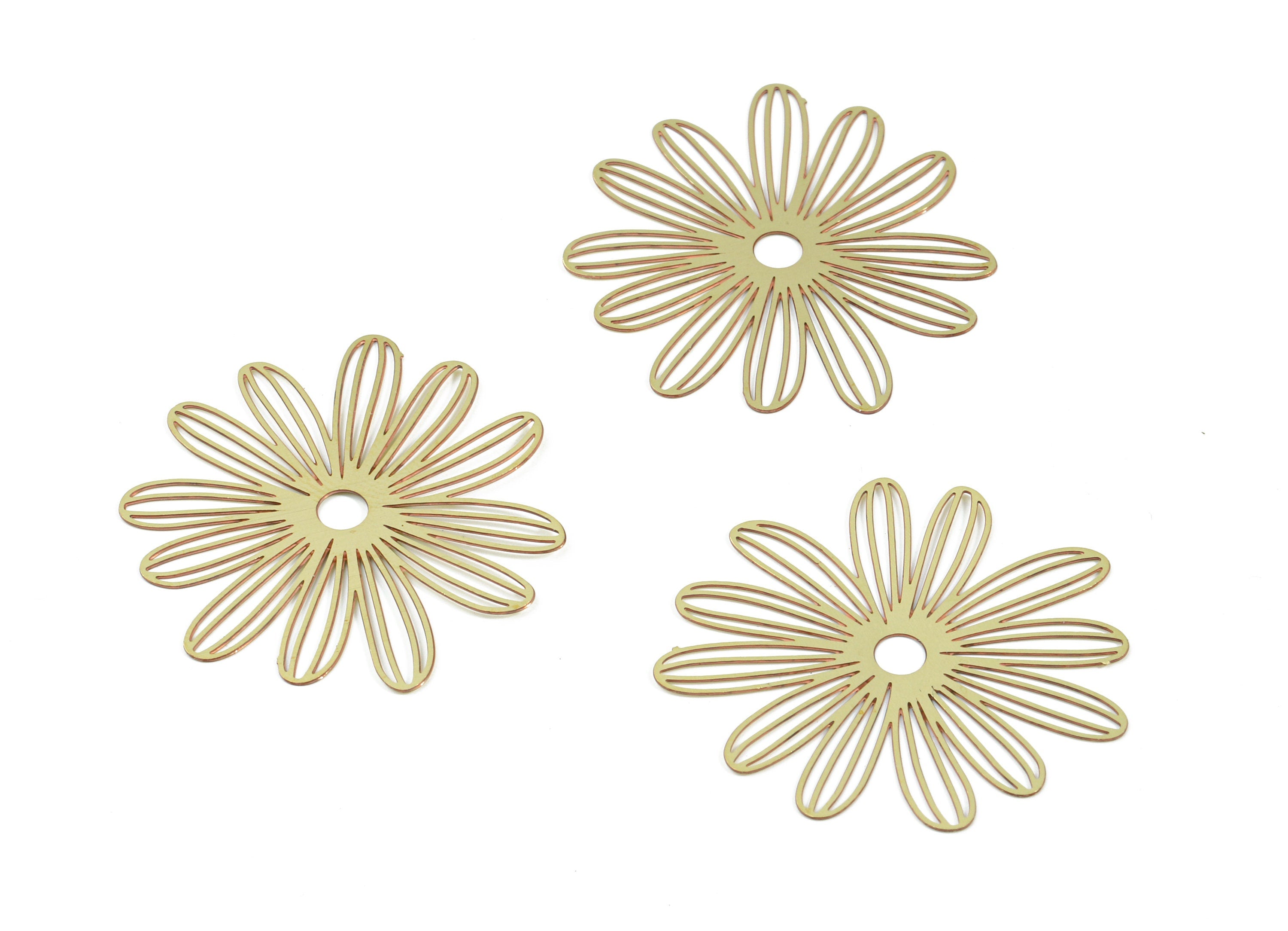Brass Daisy Earring Charms - Raw Brass Daisy Pendant - Earring Findings - Jewelry Supplies - 30.6x30.6x0.3mm - JJB5566 - DOMEDBAZAAR