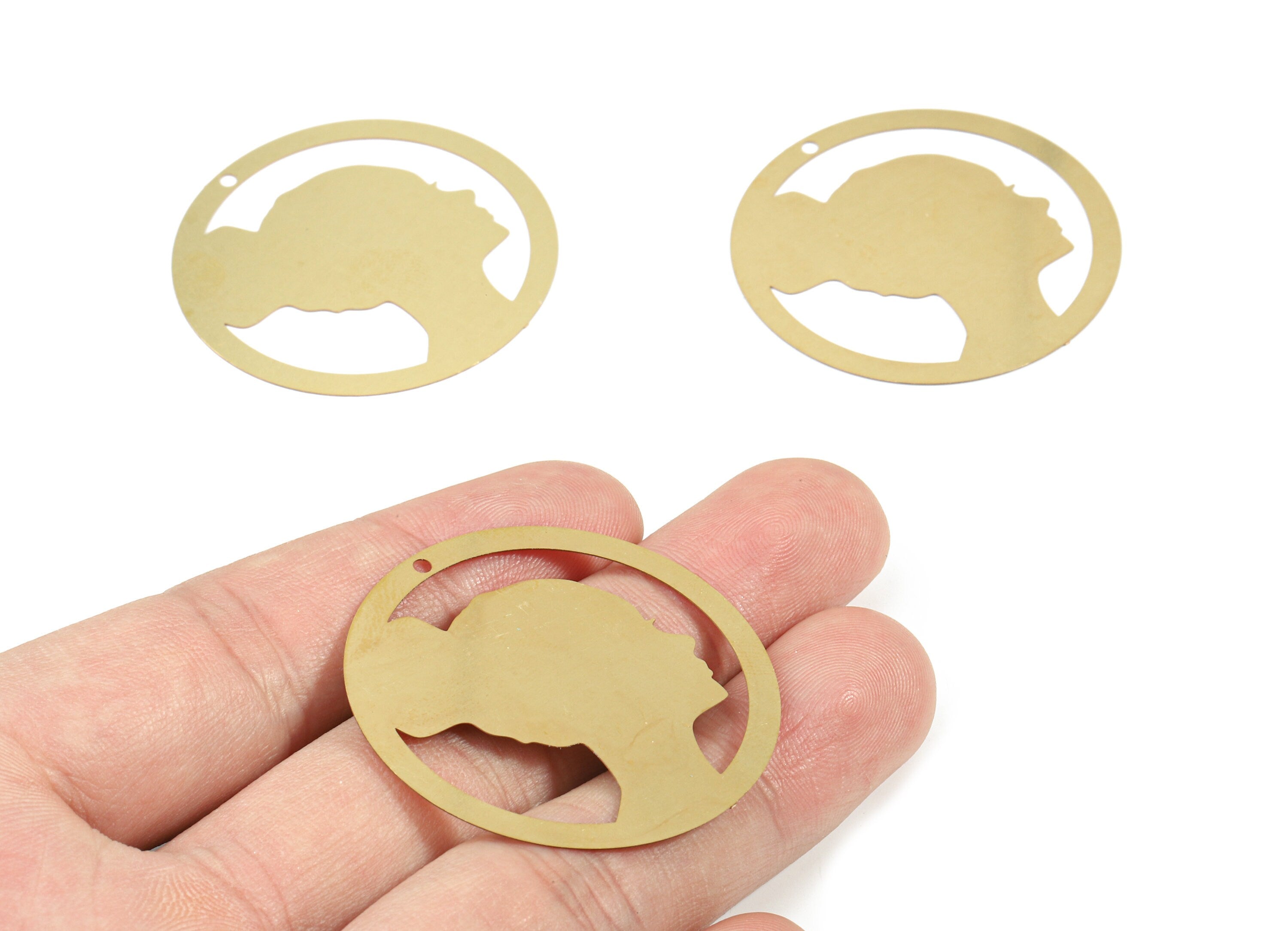 Brass Woman Shade Earring Charms - Raw Brass Woman Shade Pendant - Earring Findings - Jewelry Supplies - 39.92x39.92x0.3mm - JJB5857 - DOMEDBAZAAR