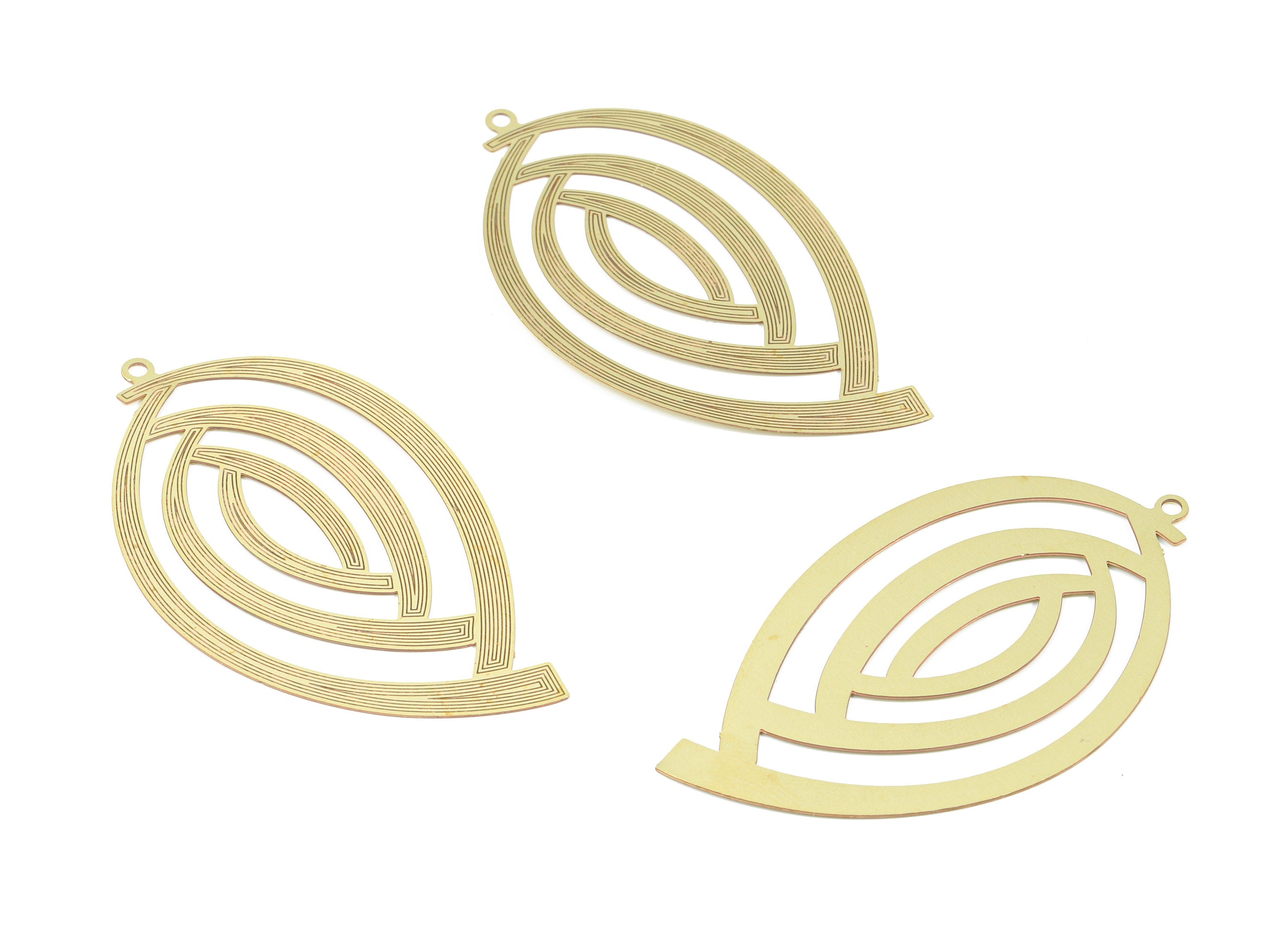 Brass Oval Earring Charms - Raw Brass Oval Pendant - Earring Findings - Jewelry Supplies - 52.95x30x0.3mm - JJB5674 - DOMEDBAZAAR