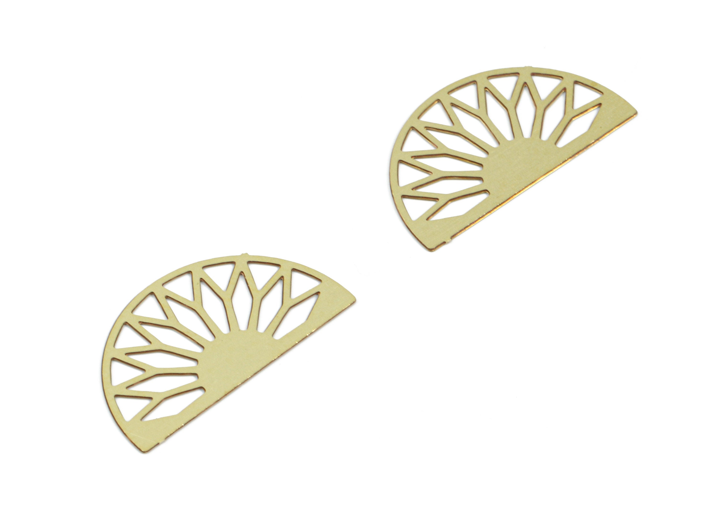 Brass Fan Earring Charms - Raw Brass Semicircle Pendant - Earring Findings - Jewelry Supplies - 19x10.3x0.3mm - JJC10547-O - DOMEDBAZAAR