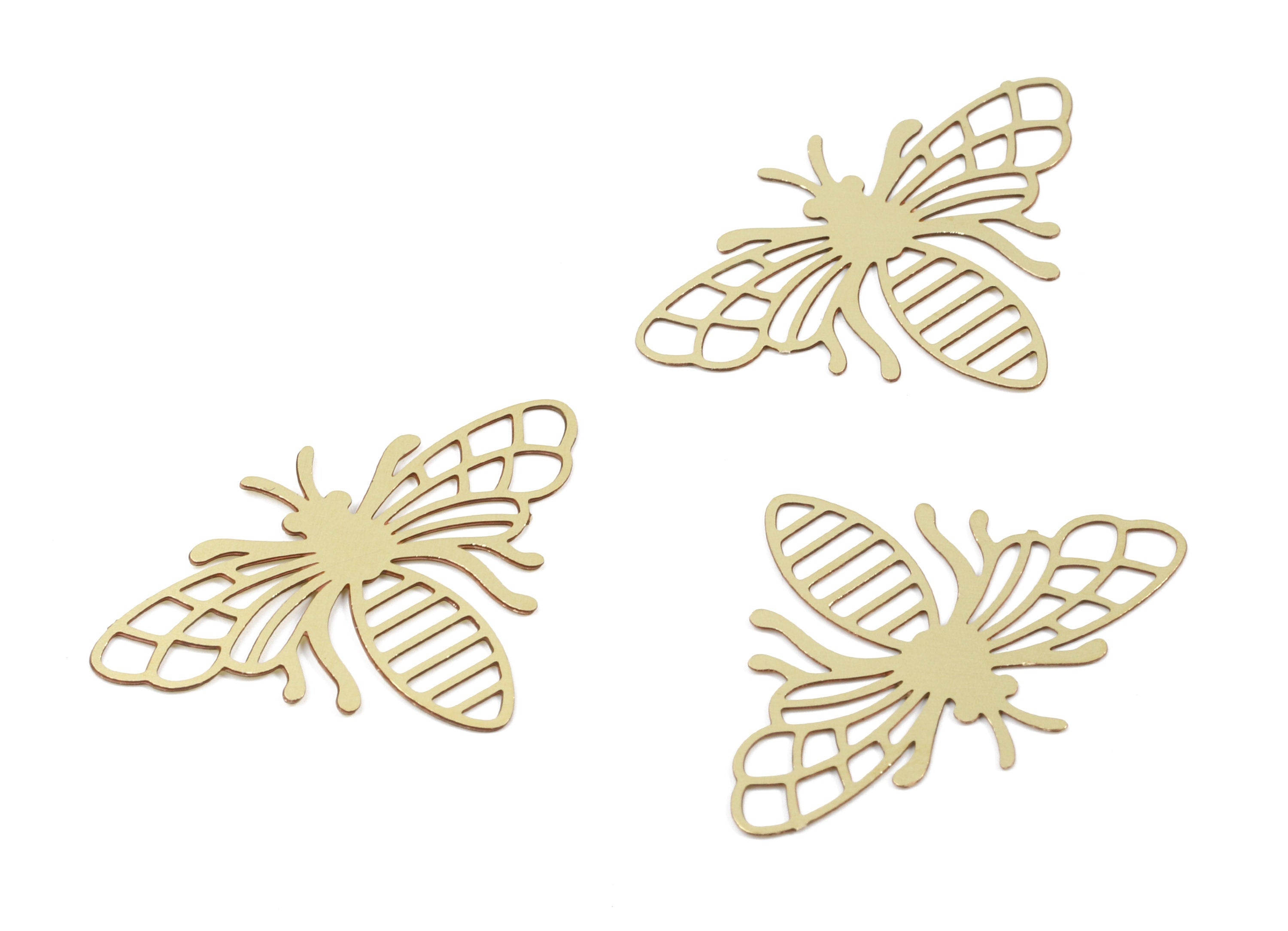 Brass Bee Earring Charms - Raw Brass Bee Pendant - Earring Findings - Jewelry Supplies - 26.48x18.85x0.3mm - JJC10330 - DOMEDBAZAAR