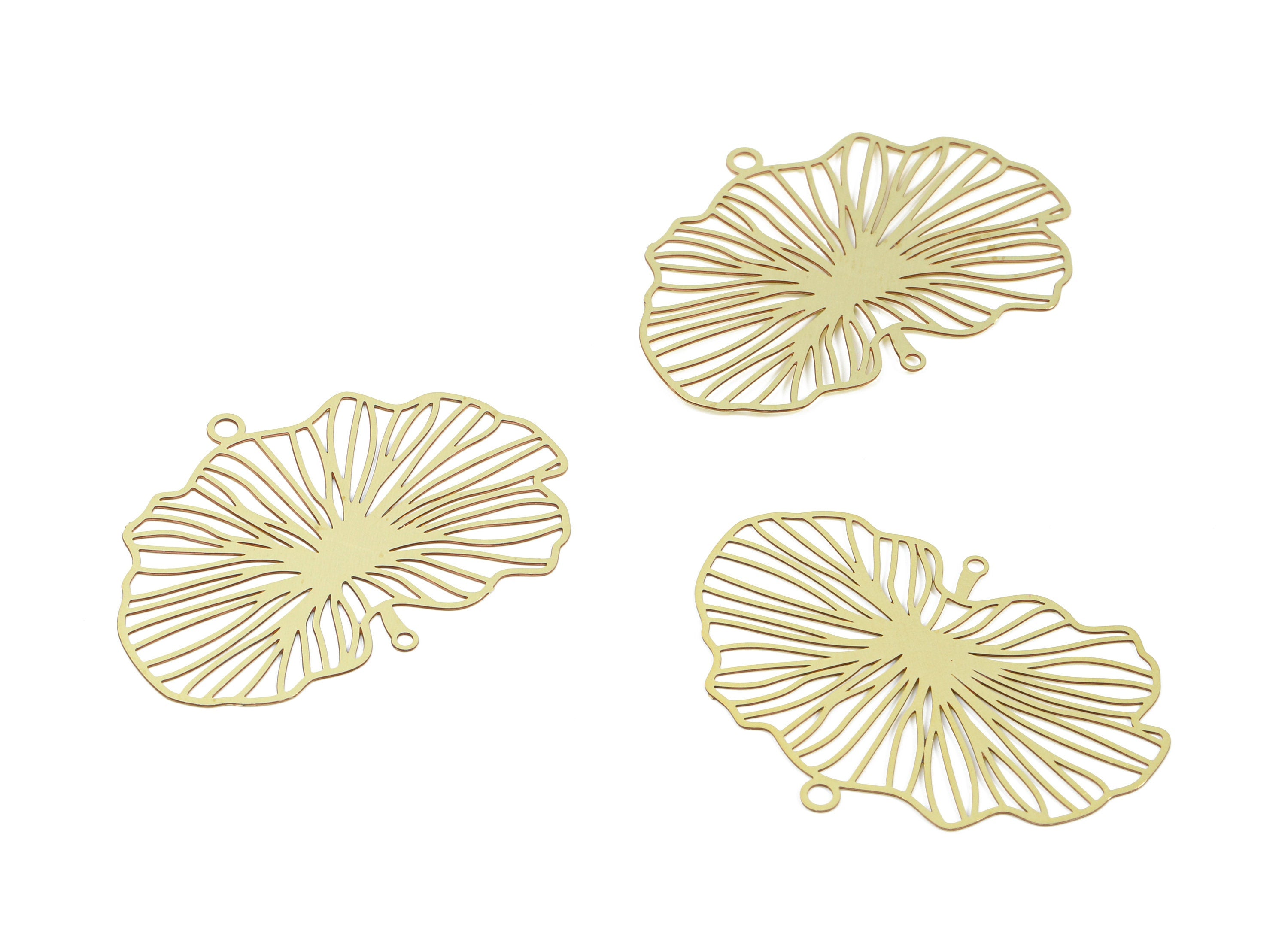 Brass Leaf Connector - Raw Brass Leaf Earring Connector - Earring Findings - Jewelry Supplies - 39.45x28.05x0.32mm - JJB5601 - DOMEDBAZAAR