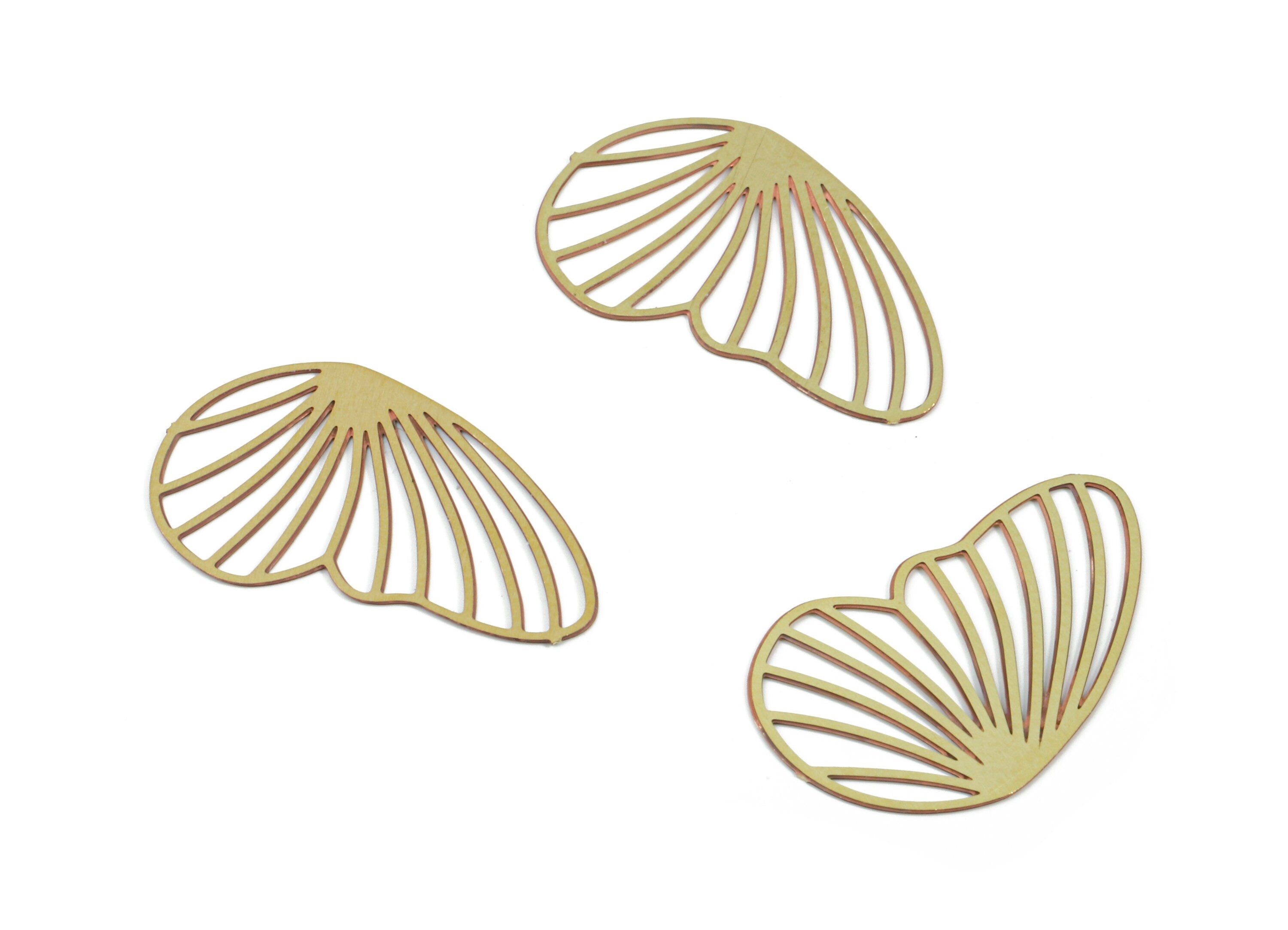 Brass Wing Earring Charms - Raw Brass Wing Charm - Earring Findings - Jewelry Supplies - 19.69x12.15x0.3mm - JJC10492 - DOMEDBAZAAR