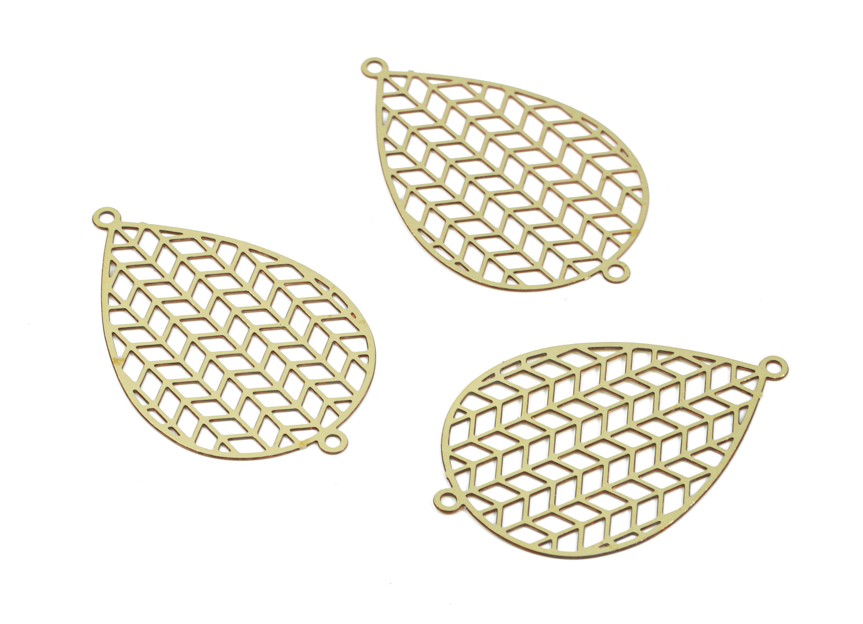 Brass Drop Connector - Raw Brass Mesh Drop Earring Connectors - Earring Findings - Jewelry Supplies - 30.52x19.71x0.32mm - JJC10776 - DOMEDBAZAAR