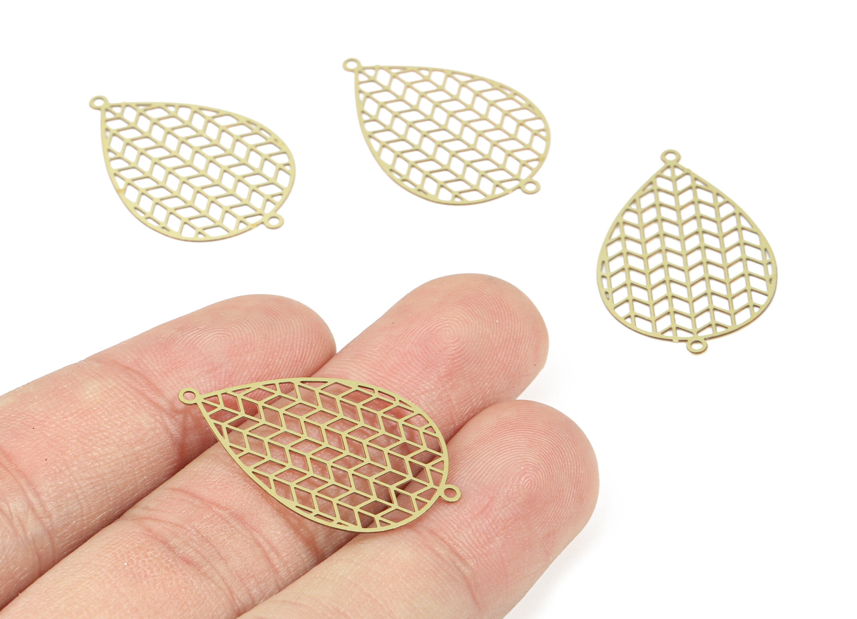 Brass Drop Connector - Raw Brass Mesh Drop Earring Connectors - Earring Findings - Jewelry Supplies - 30.52x19.71x0.32mm - JJC10776 - DOMEDBAZAAR