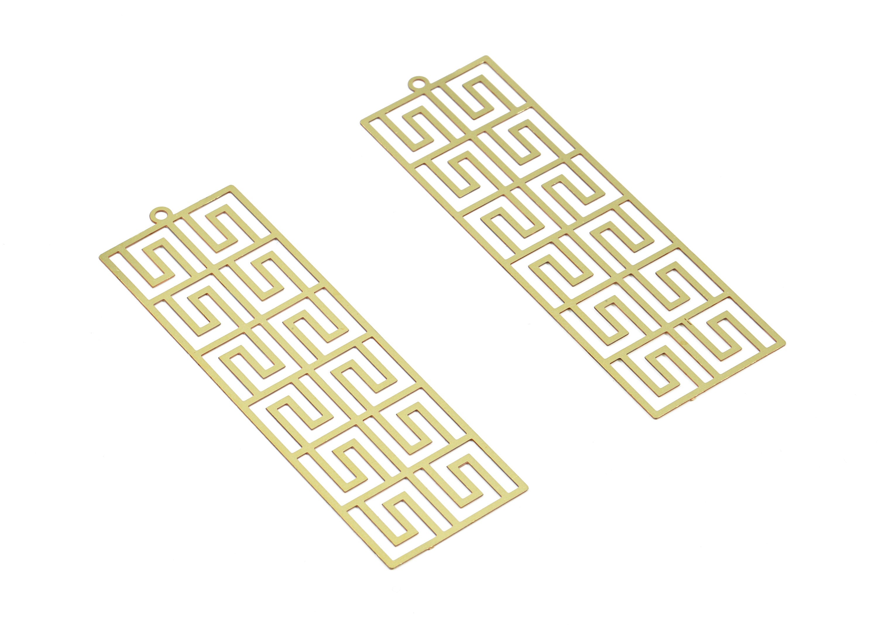 Raw Brass Rectangle Shaped Earring and Necklace Charms - Rectangle Necklace Findings - Jewelry Supplies - 62.5x20x0.3mm - JJB3662 - DOMEDBAZAAR