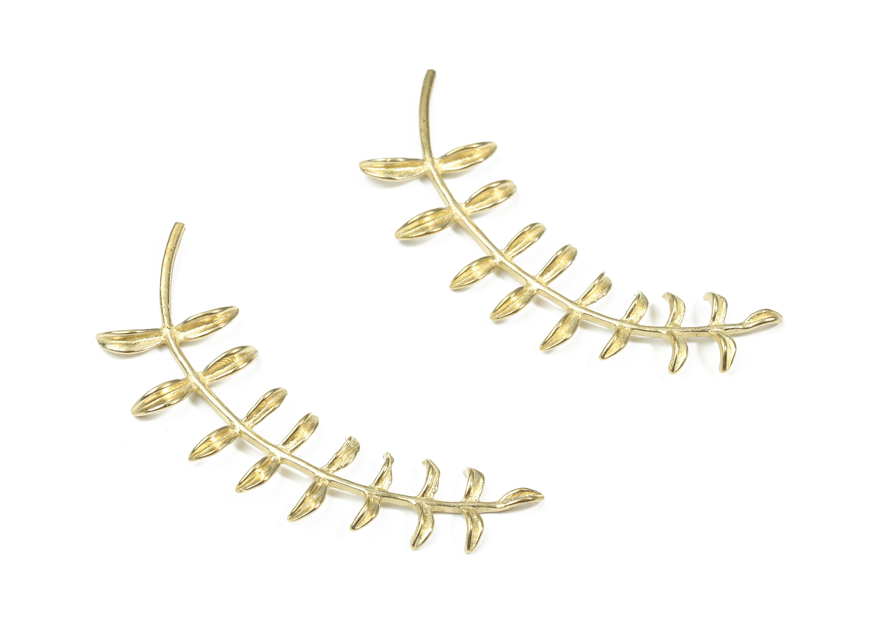 Brass Branch Brooch - Raw Brass Long Branch Brooch - Earring Findings - Jewelry Supplies - 57.61x16.94x3.62mm - PP3227 - DOMEDBAZAAR